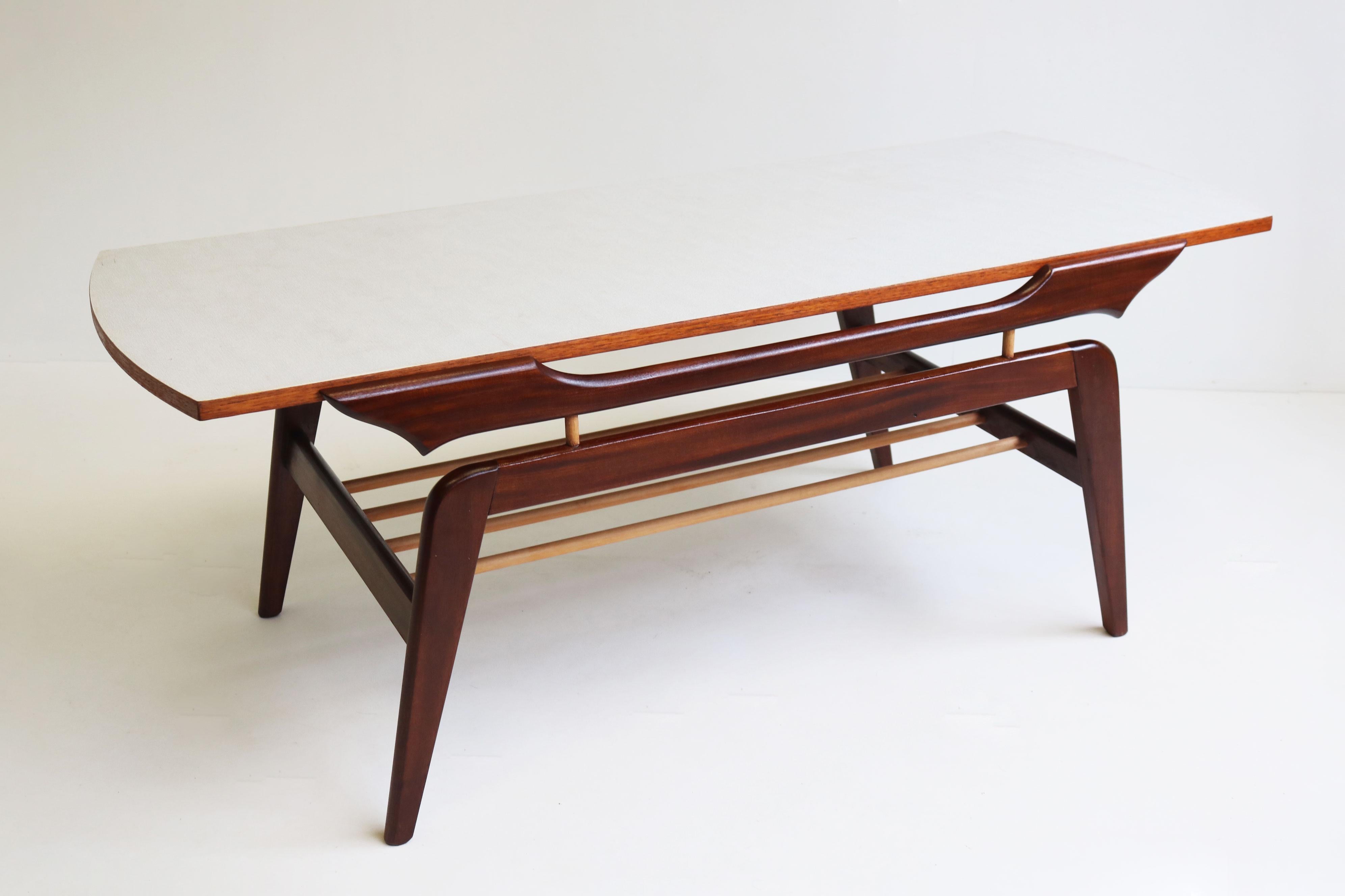 Mid-Century Modern Unique Danish Design Coffee Table flip top teak and beech 1950 mid-century For Sale