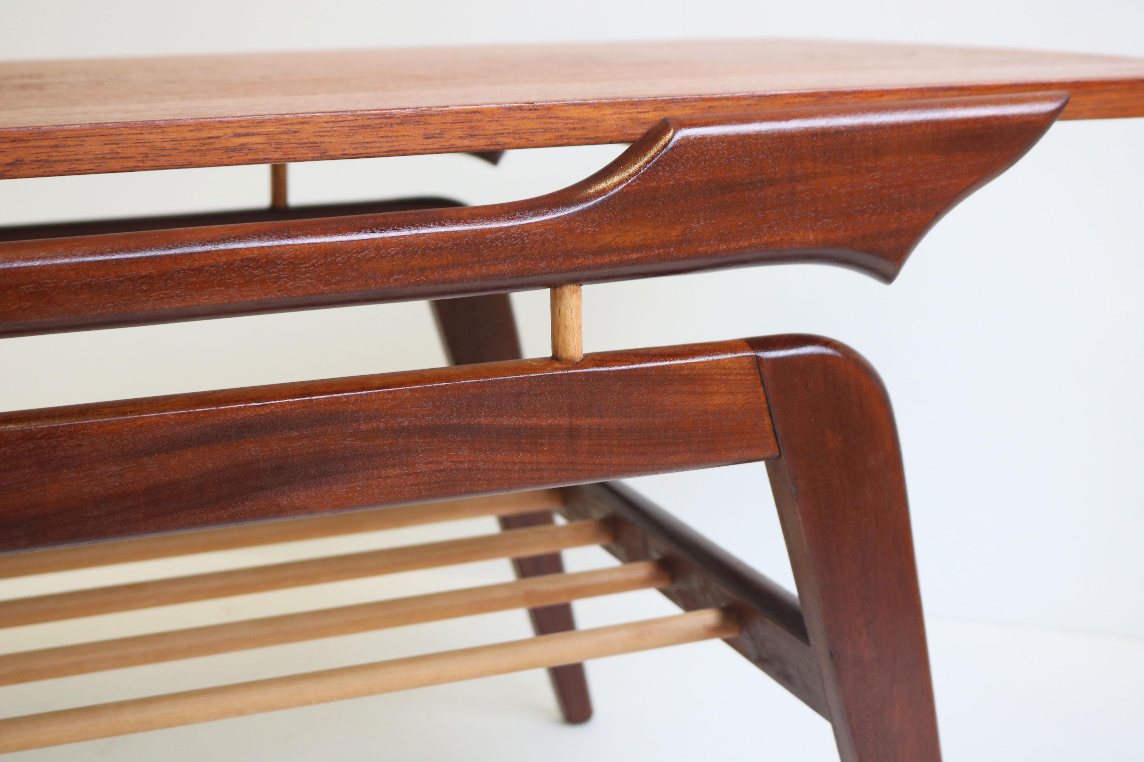 Formica Unique Danish Design Coffee Table flip top teak and beech 1950 mid-century For Sale