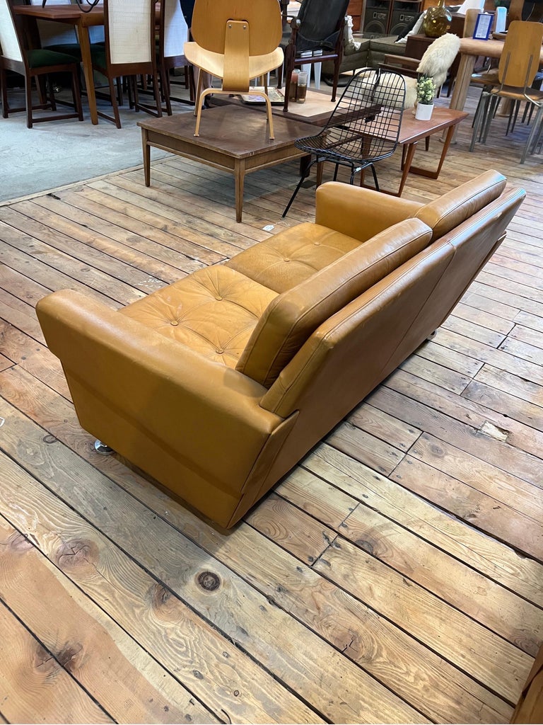 Late 20th Century Unique Danish Mid-Century Modern Leather Sofa Settee
