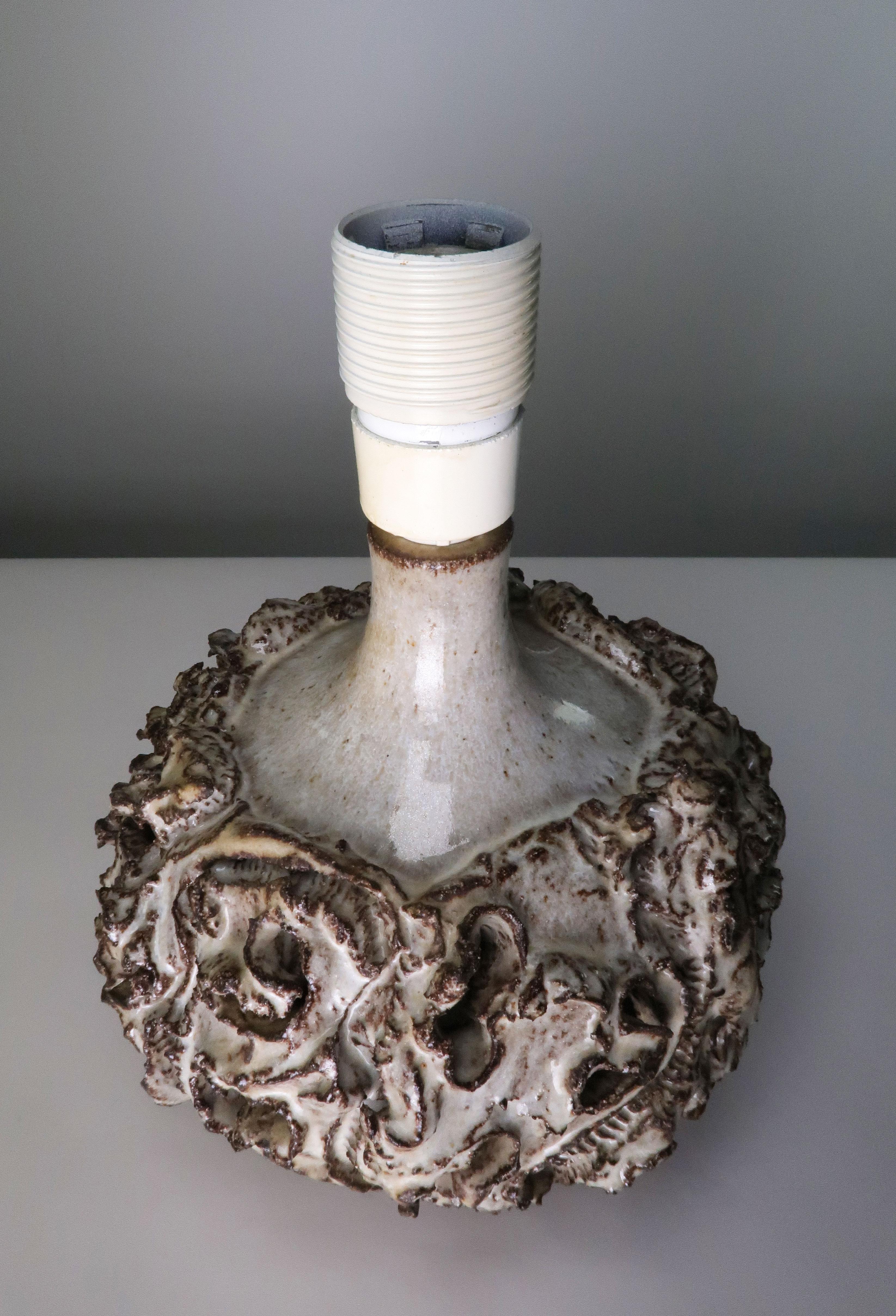 Glazed B.M. Nielsen Experimental Modernist Ceramic Art Table Lamp, 1960s For Sale