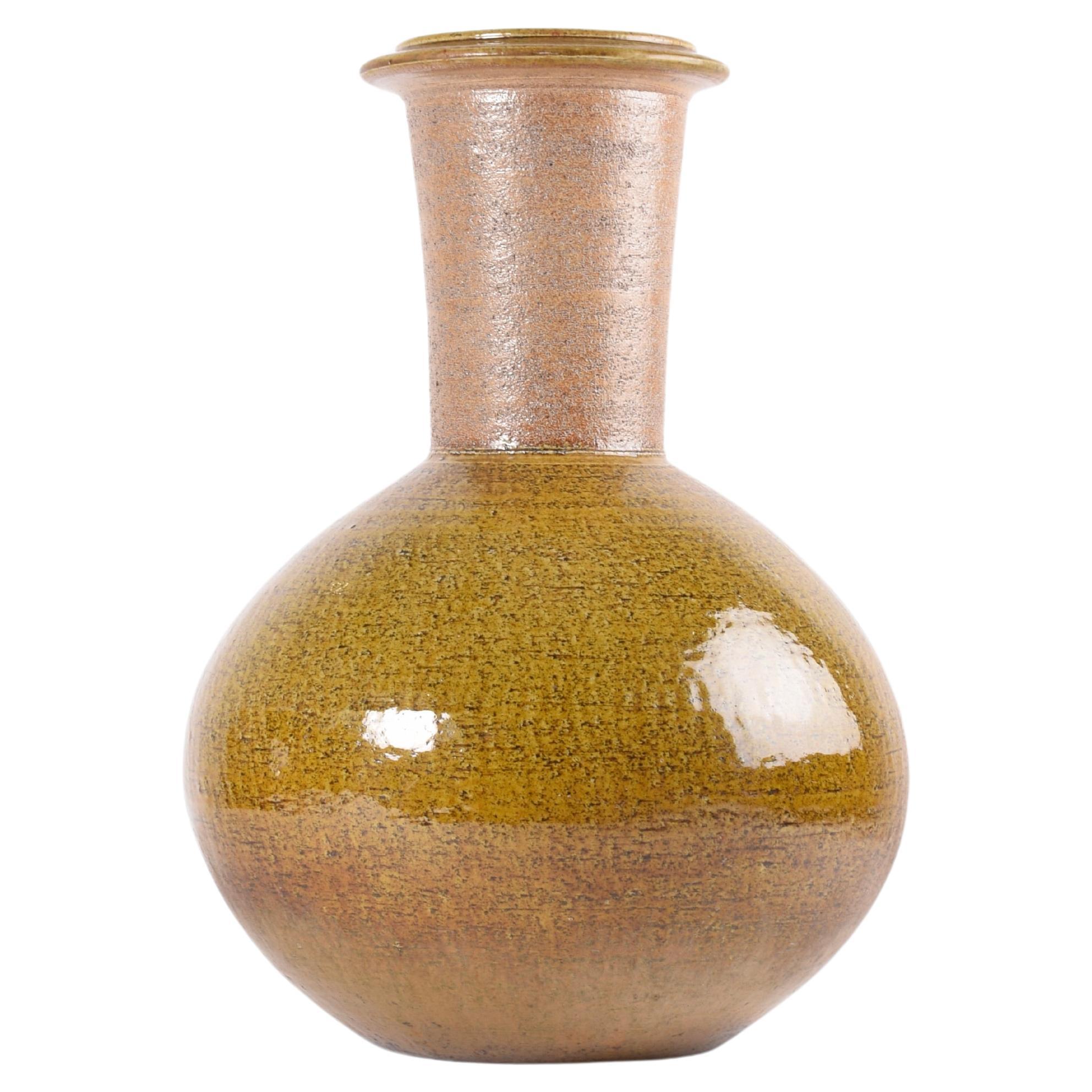 19" Unique Danish Nils Kähler HAK Floor Vase Amber Yellow Glaze, Ceramic 1960s