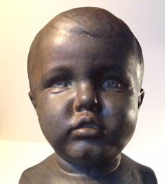 Baby Boy di Søren Kongstrand, busto in ceramica danese con smalto lucido, anni '30