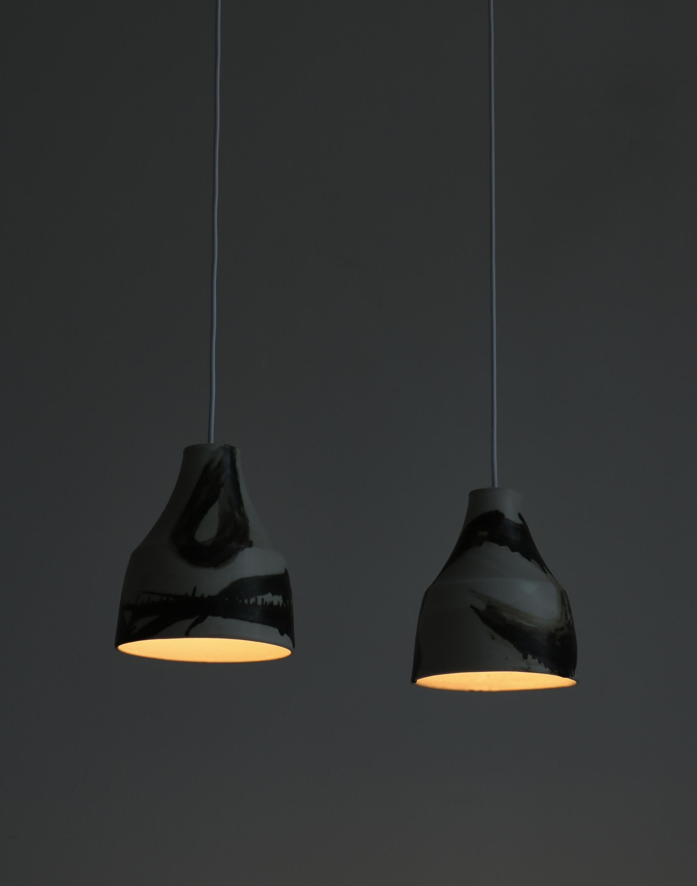 Lampes danoises uniques en grès Søholm au glaçage clair et aux couleurs terre, années 1960 en vente 3
