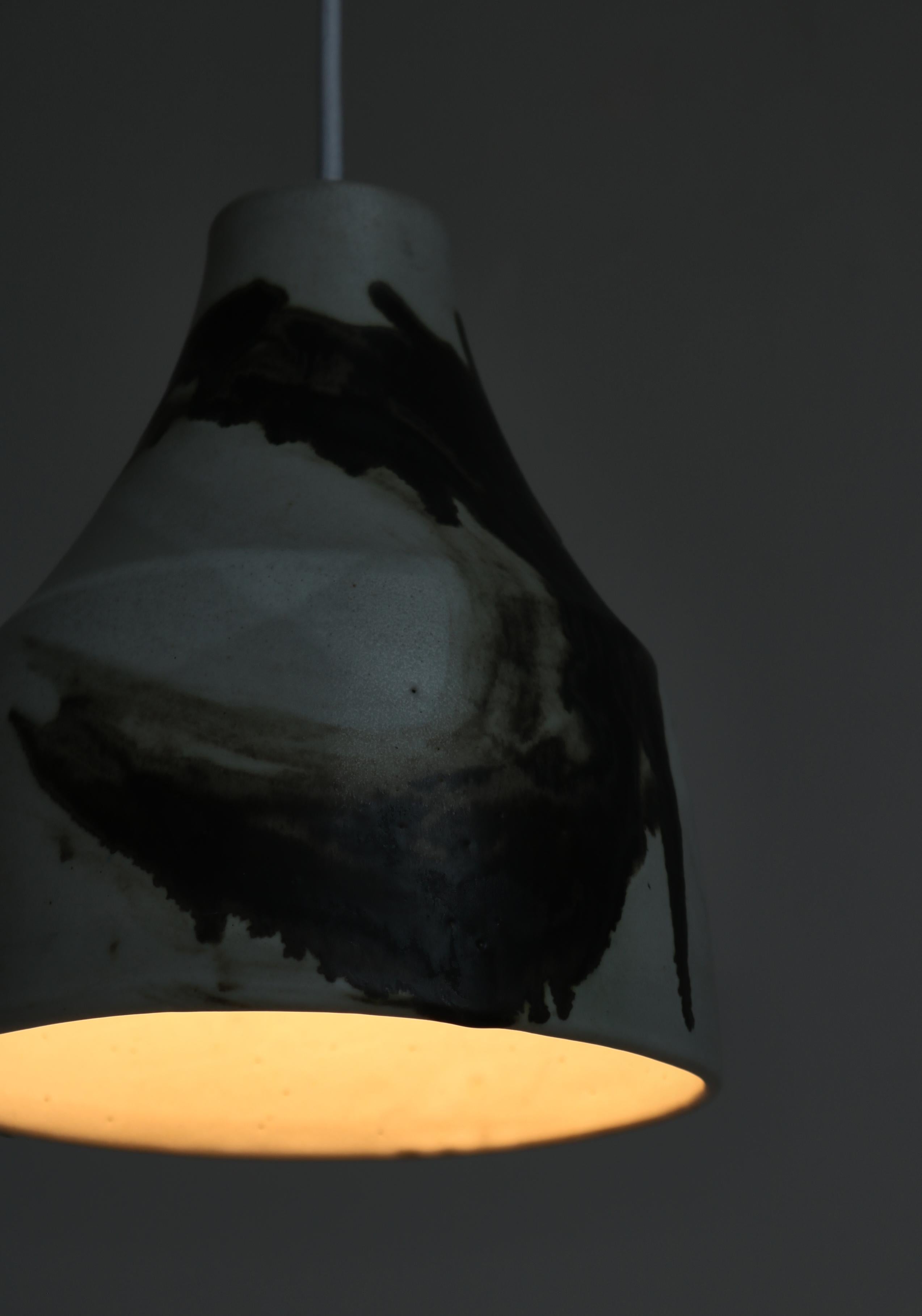 Lampes danoises uniques en grès Søholm au glaçage clair et aux couleurs terre, années 1960 en vente 4