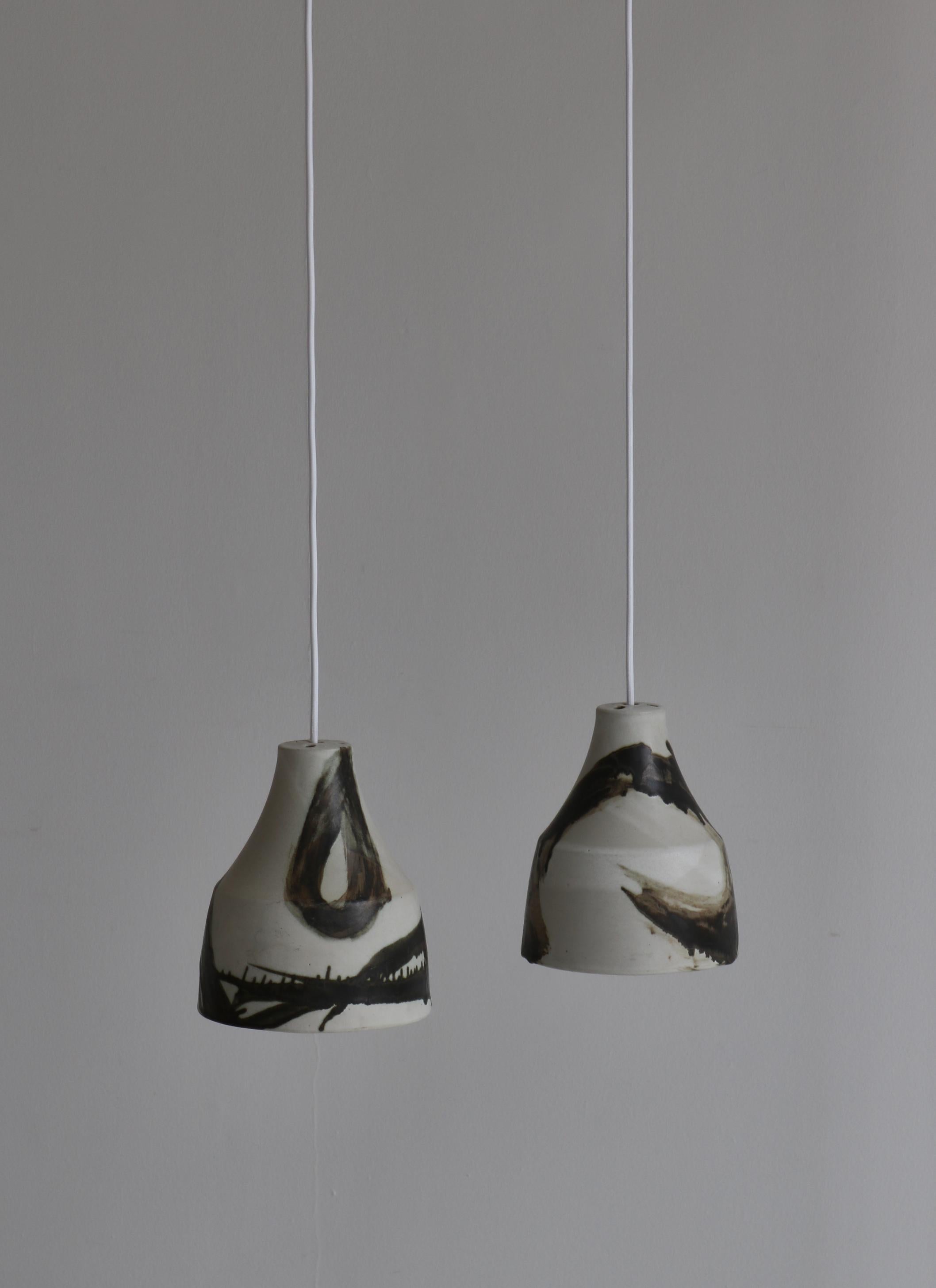 Lampes danoises uniques en grès Søholm au glaçage clair et aux couleurs terre, années 1960 en vente 6