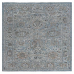 Afghanistan Sultanabad Square Area Rugs Circa 1990 - Wool Blue Design - 95479