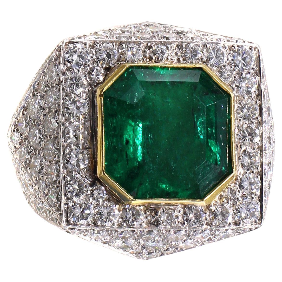 Stunning DAVID WEBB Emerald and Diamond Ring For Sale at 1stDibs