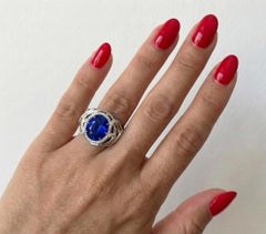 Anello unico David Yurman High Jewerly in platino con zaffiro e diamante