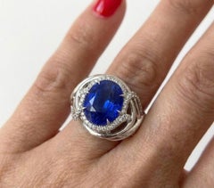 Anello unico David Yurman High Jewerly in platino con zaffiro e diamante