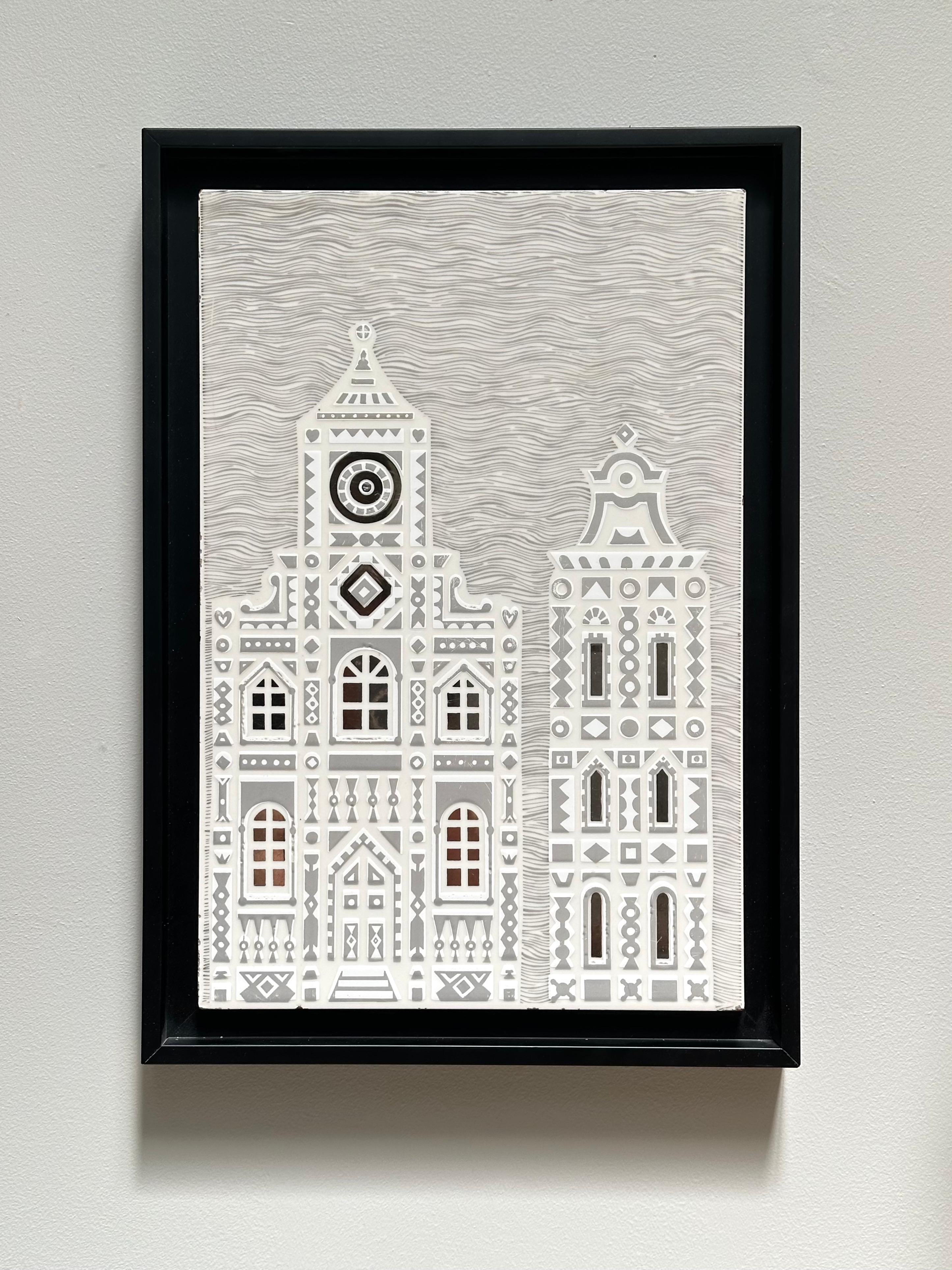 An exceptional, generously sized art tile created by Roger Capron for the Crogiolo, the creative workshop of the renowned Italian company Marazzi in the late 1980s.
Featuring a spectacular and sophisticated rendition of the artist's famous 1973