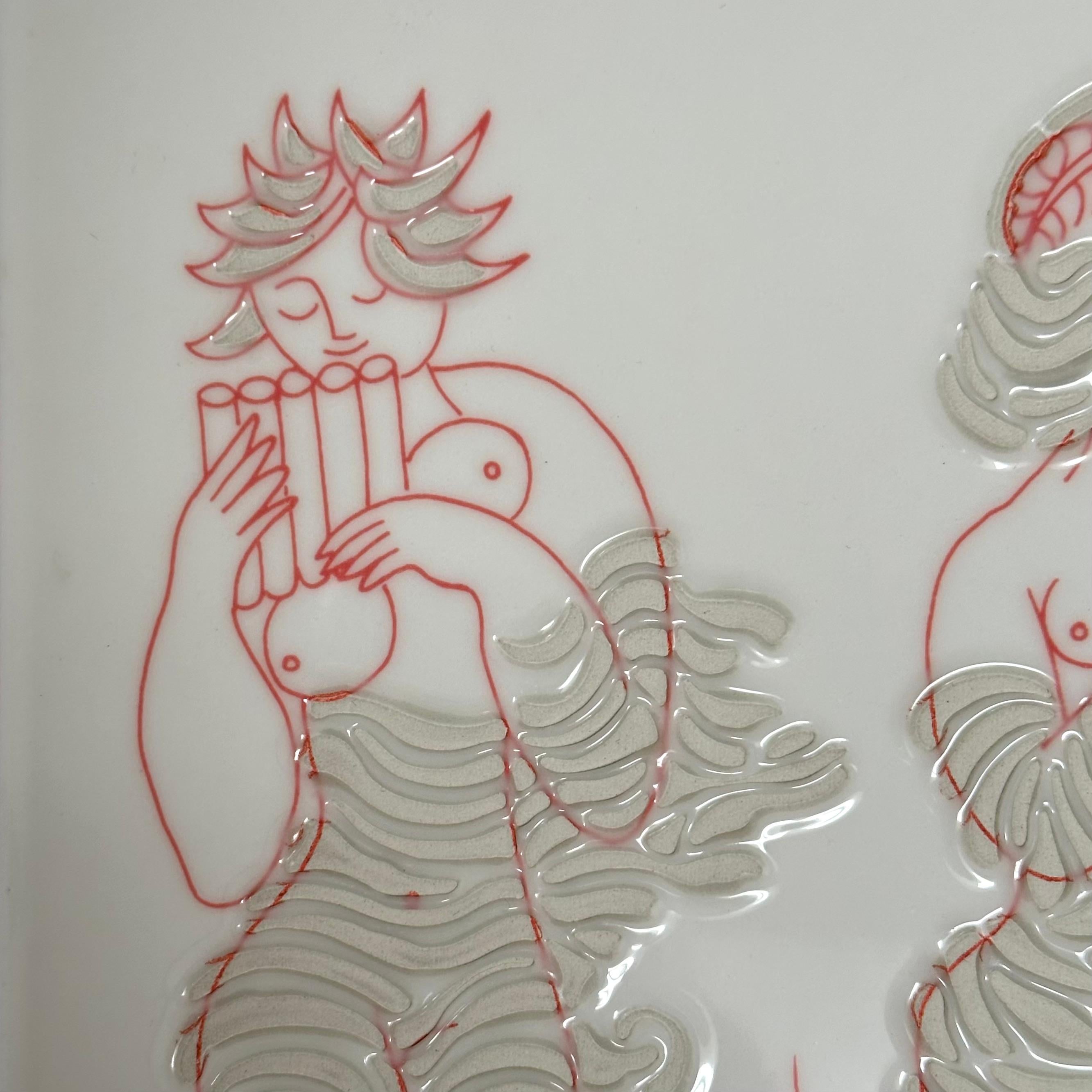 Azulejo decorativo único, Roger Capron, Italia c. 1980 Griego clásico en venta