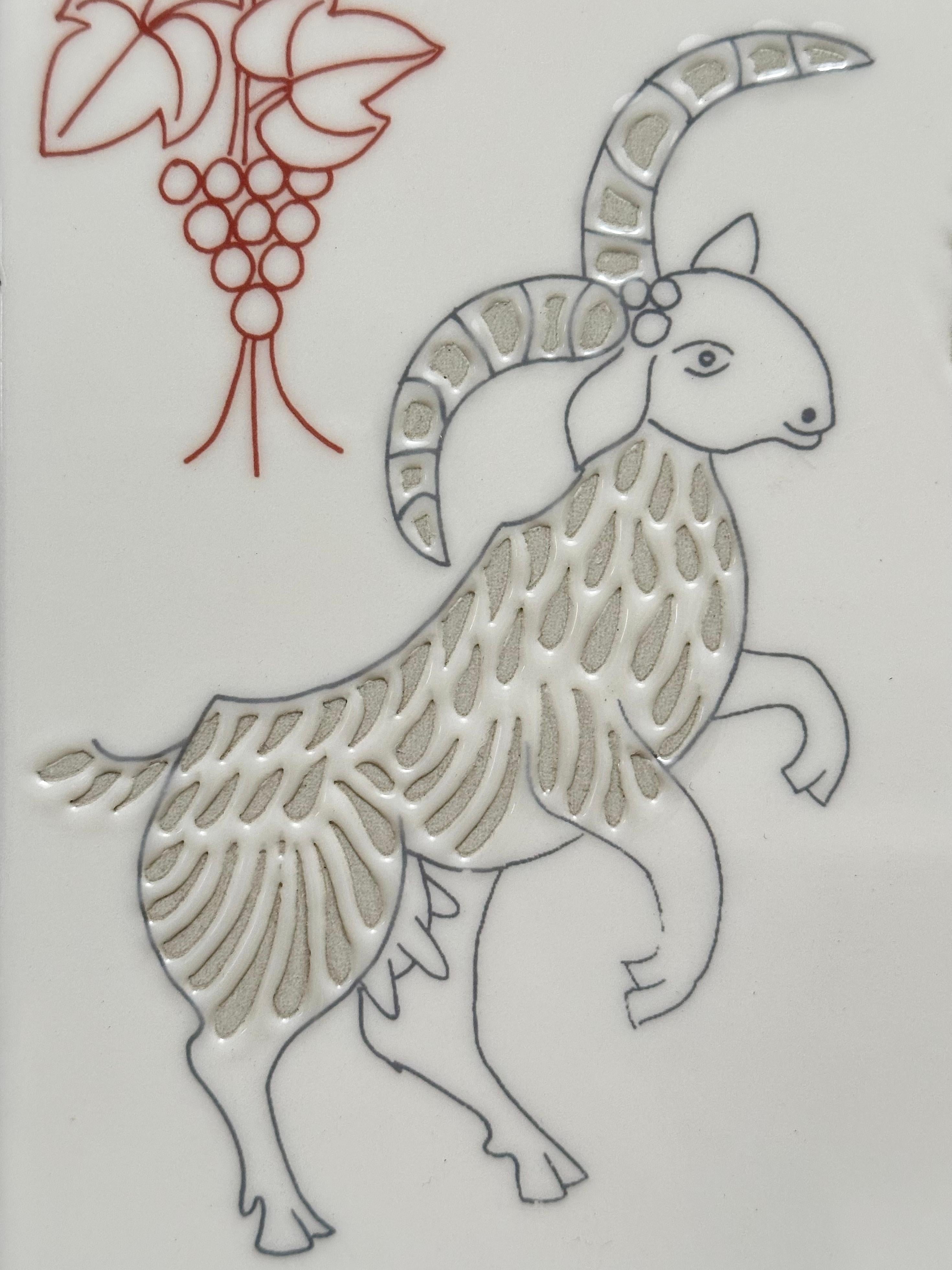 Italiano Piastrella d'arte decorativa unica, Roger Capron, Italia c. 1980 in vendita
