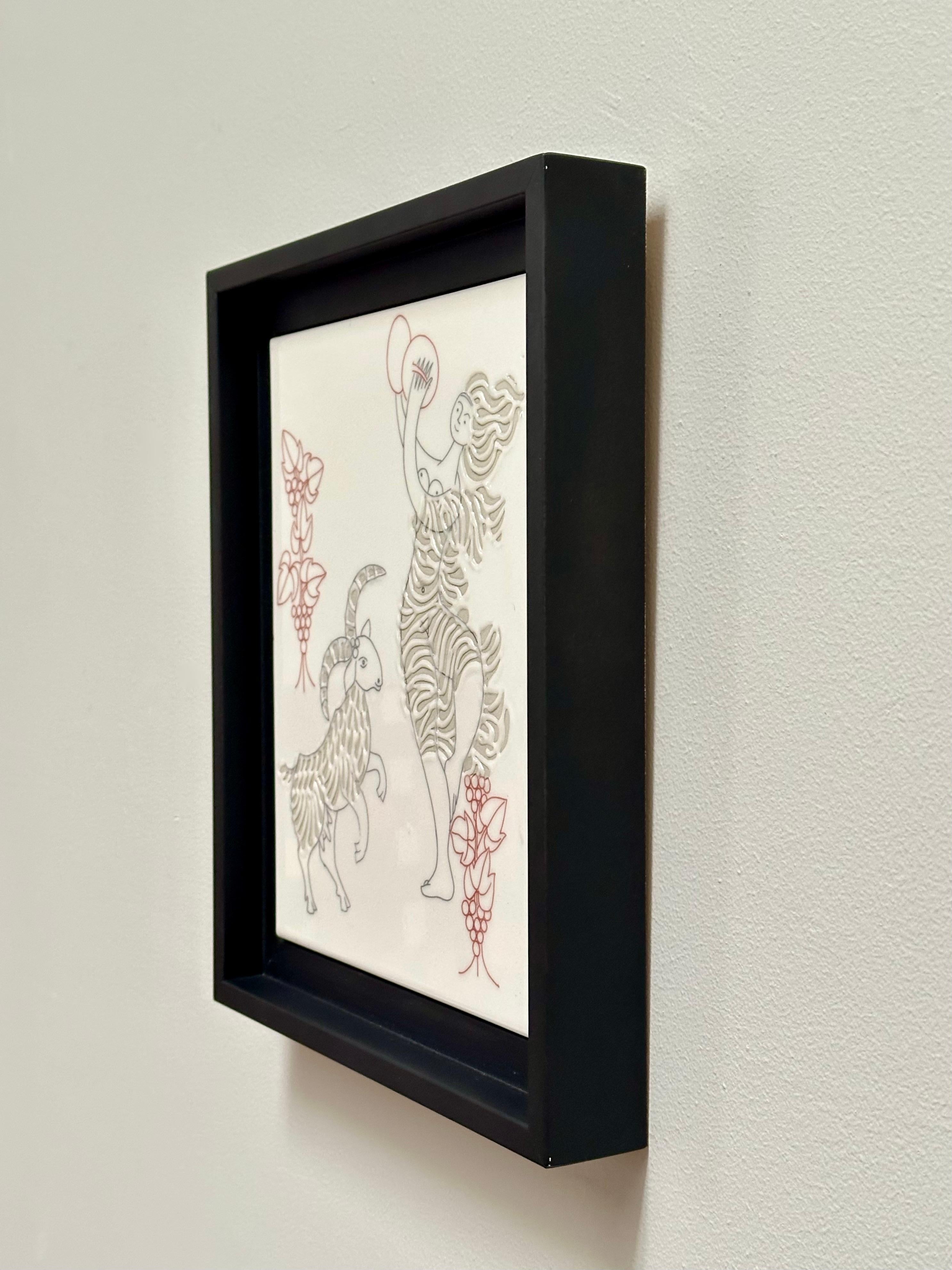 Fine XX secolo Piastrella d'arte decorativa unica, Roger Capron, Italia c. 1980 in vendita