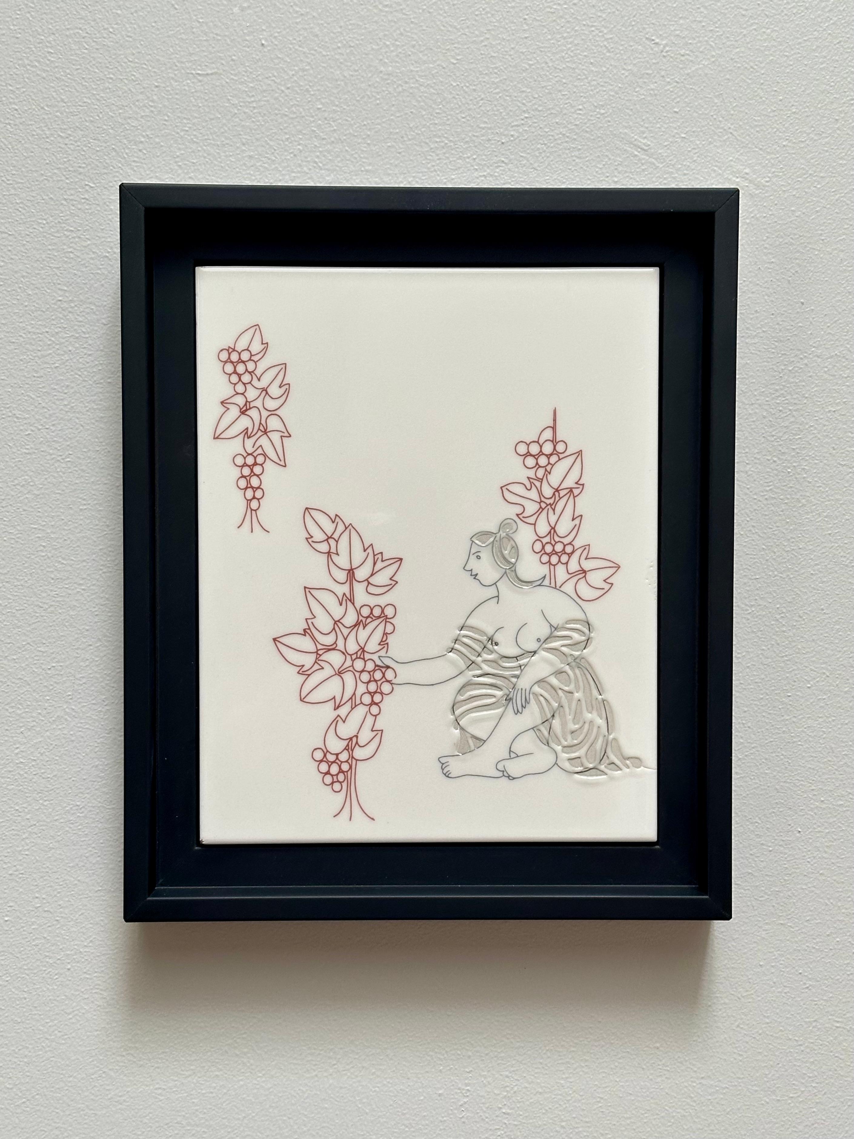 Fine XX secolo Piastrella d'arte decorativa unica, Roger Capron, Italia c. 1980 in vendita