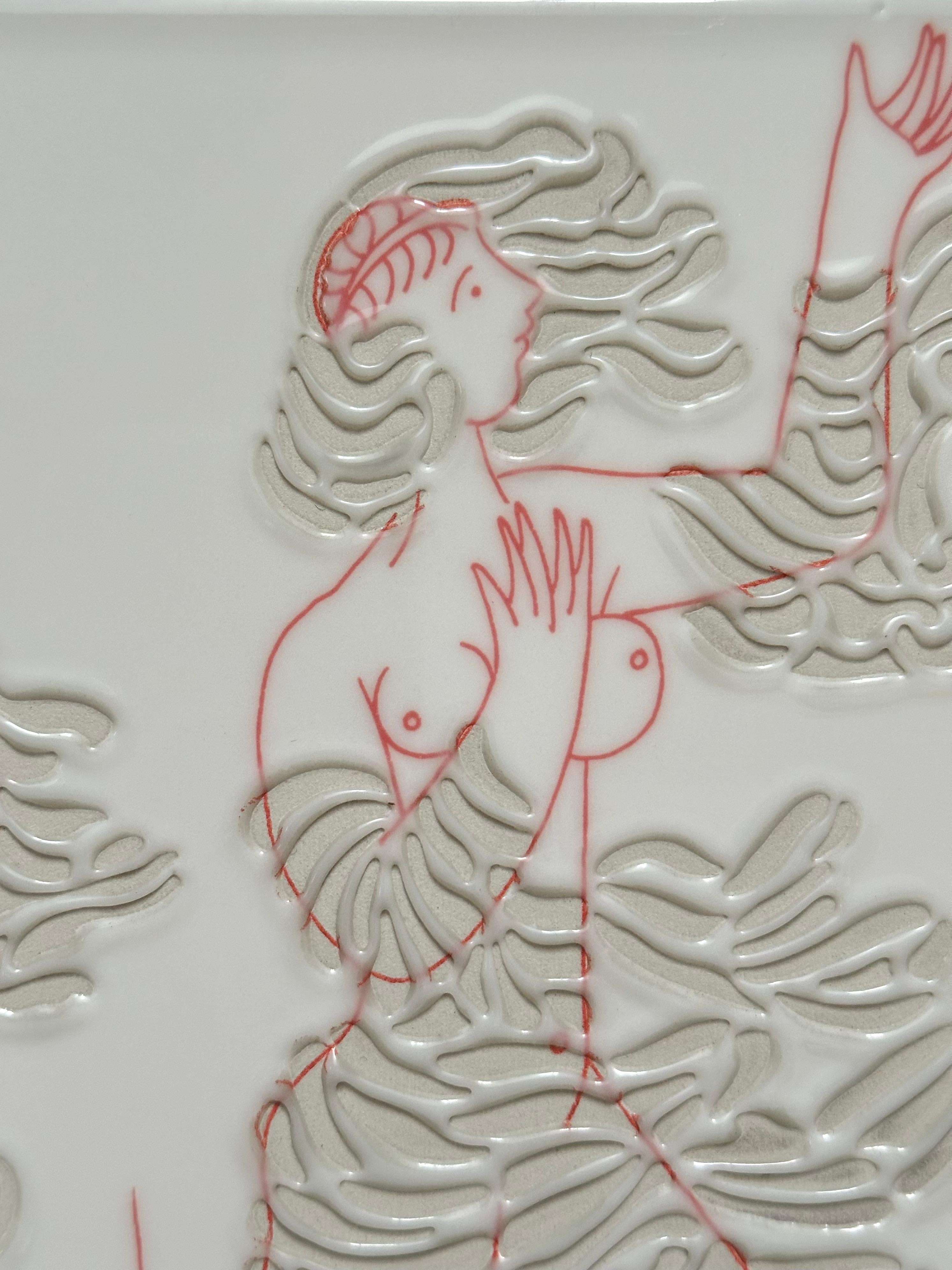 Azulejo decorativo único, Roger Capron, Italia c. 1980 Loza de barro en venta