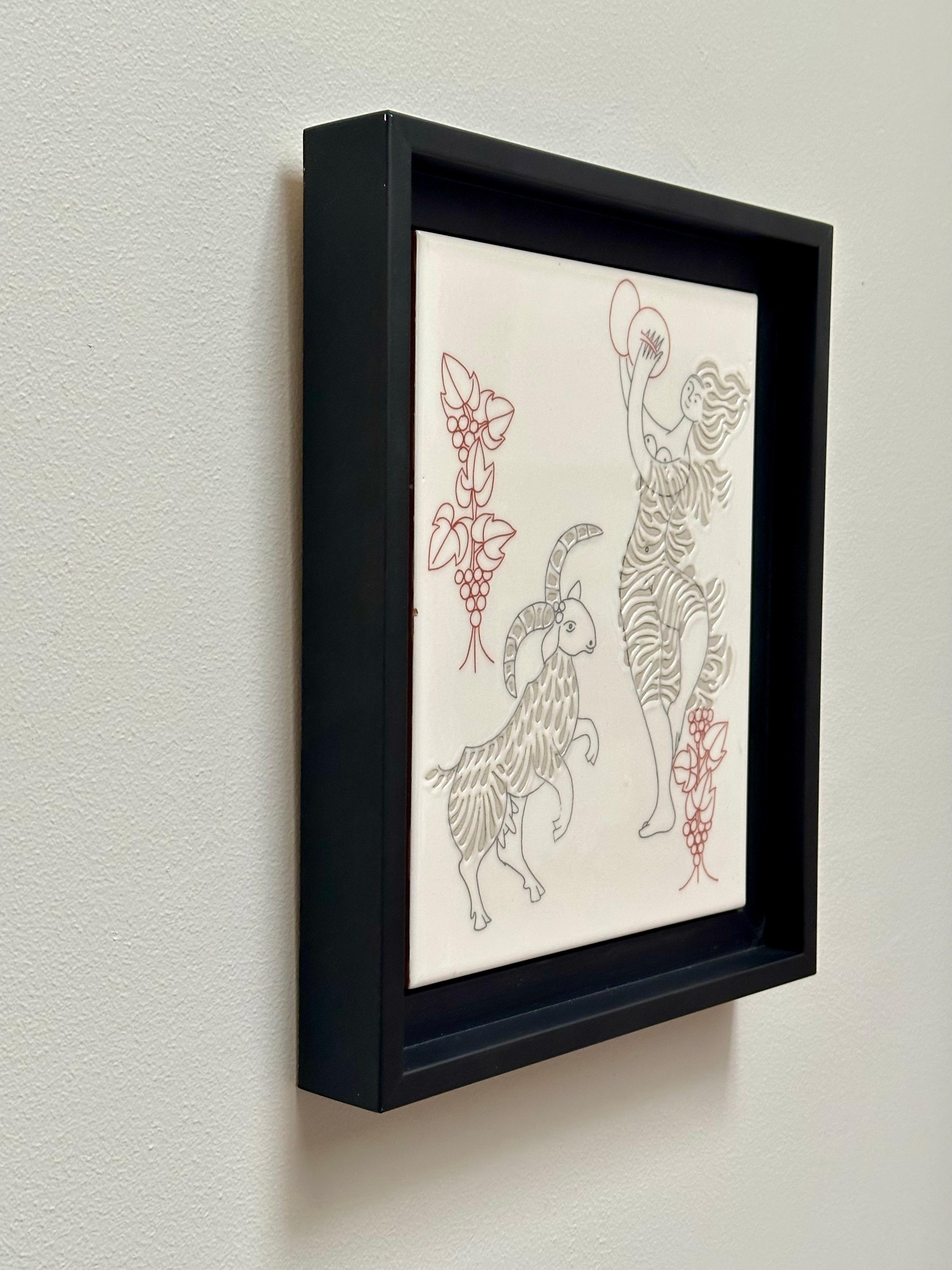Cotto Piastrella d'arte decorativa unica, Roger Capron, Italia c. 1980 in vendita