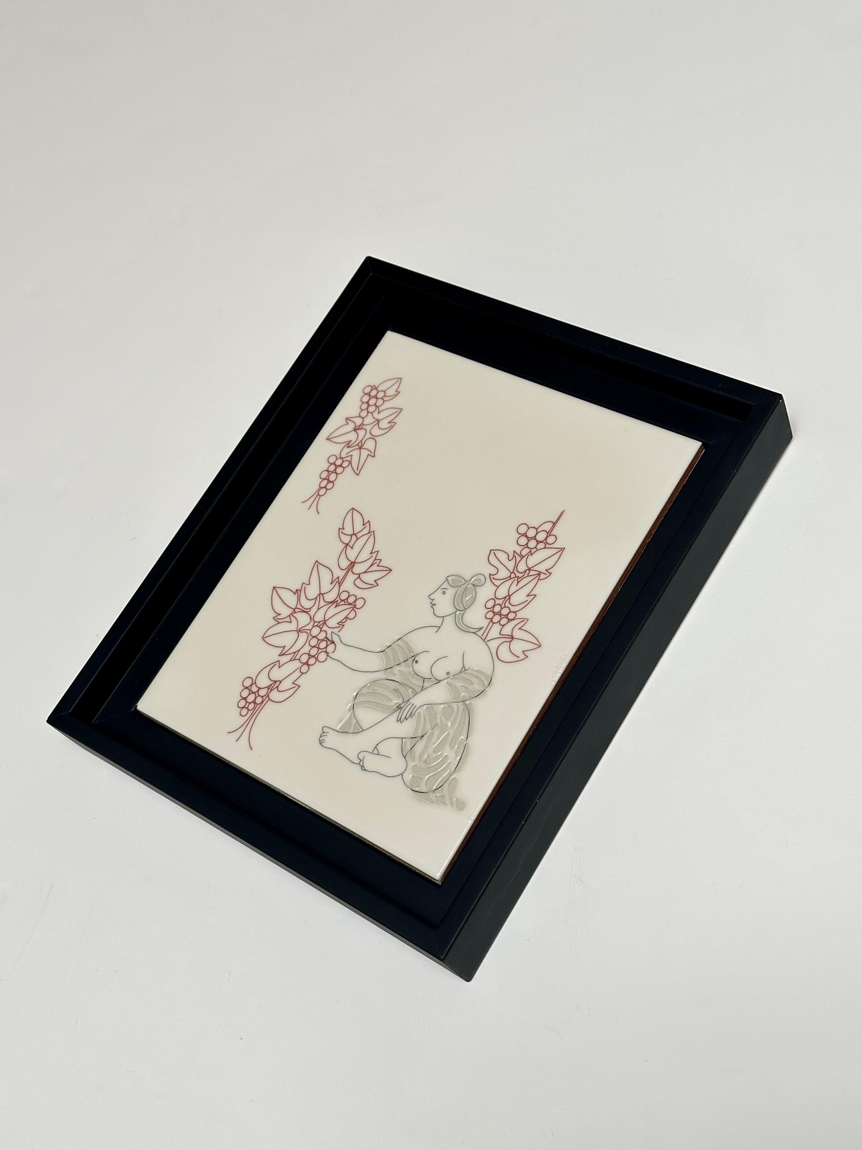 Cotto Piastrella d'arte decorativa unica, Roger Capron, Italia c. 1980 in vendita