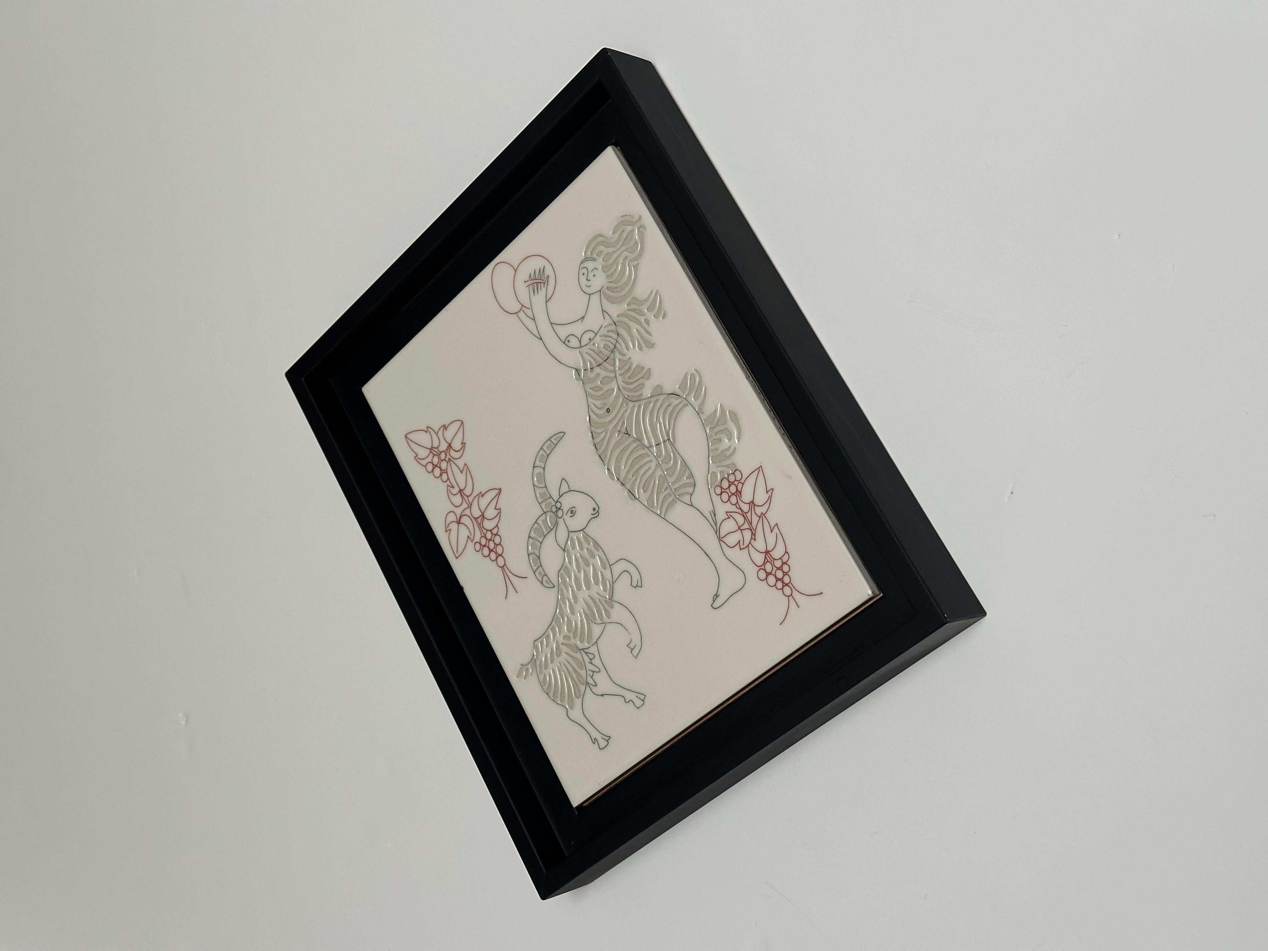 Piastrella d'arte decorativa unica, Roger Capron, Italia c. 1980 in vendita 1