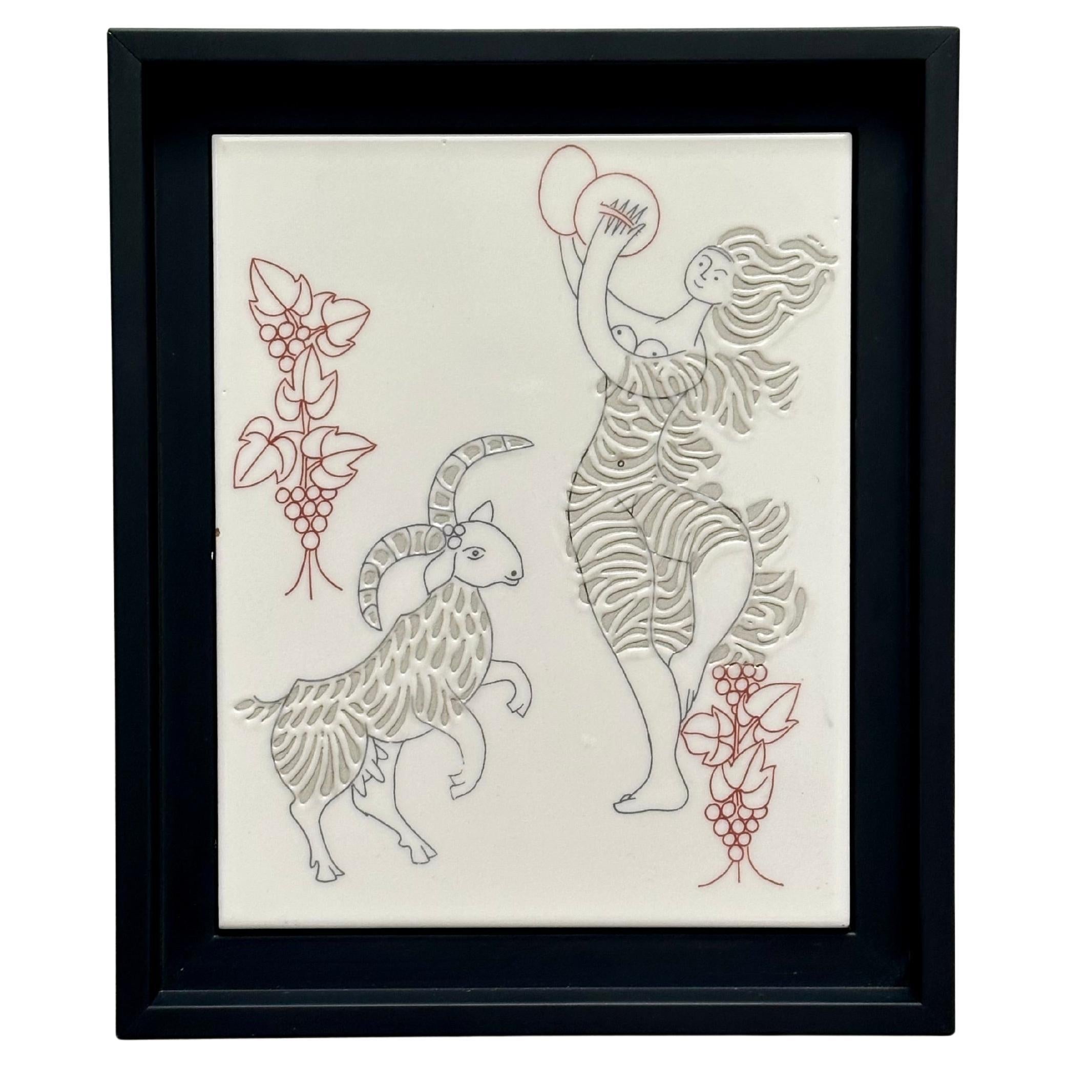 Unique Decorative Art Tile, Roger Capron, Italy c. 1980