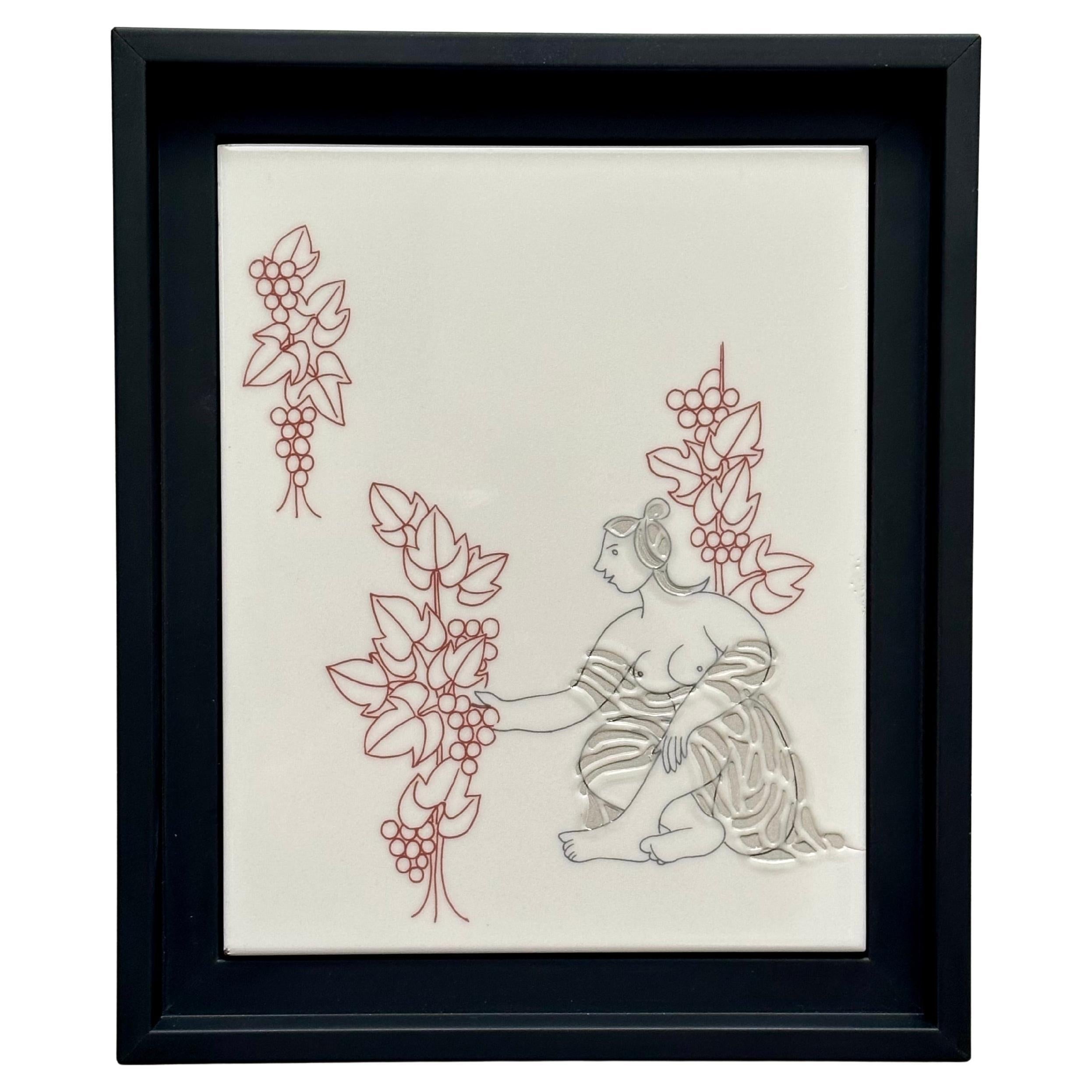 Unique Decorative Art Tile, Roger Capron, Italy c. 1980