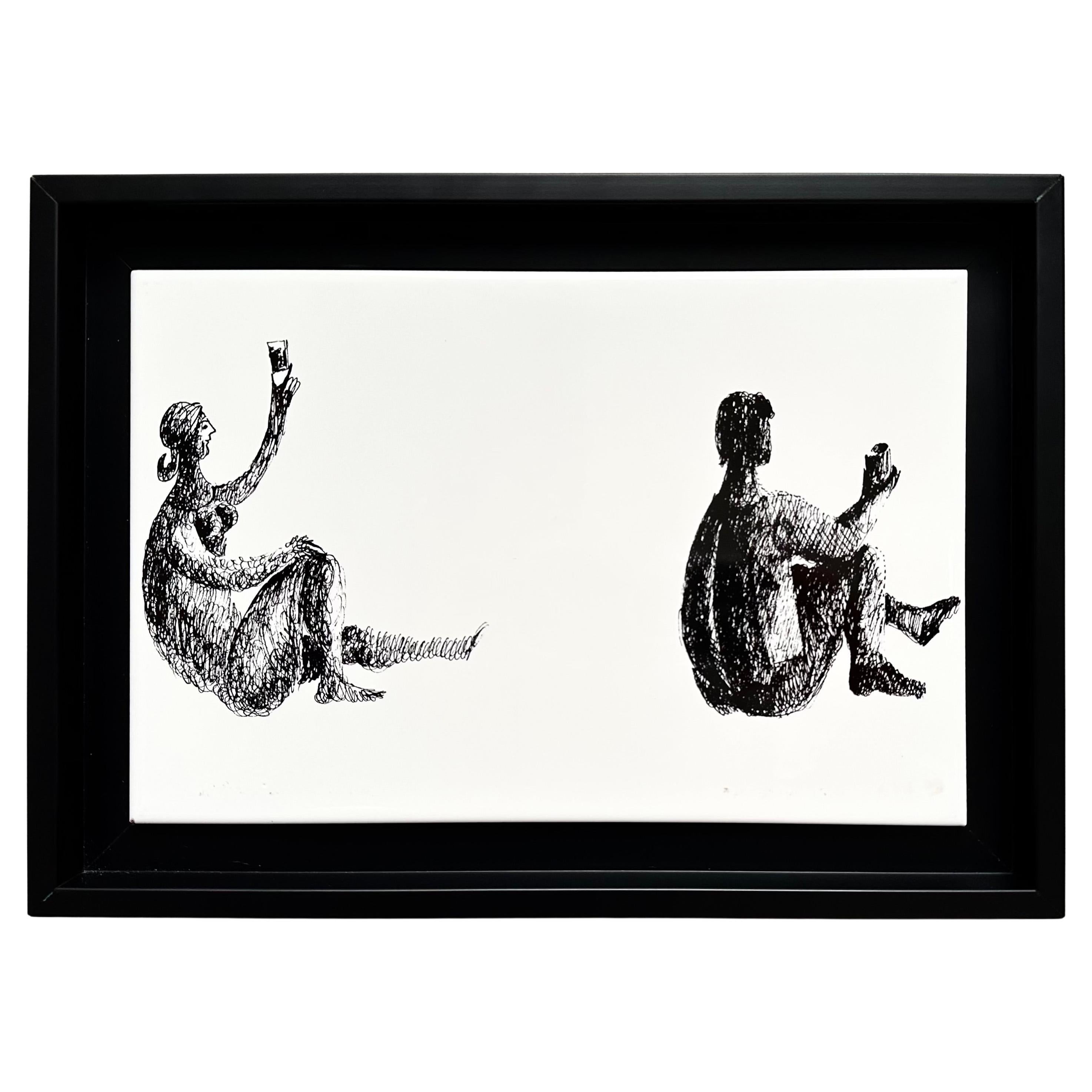 Unique Decorative Art Tile, Roger Capron, Italy c. 1980