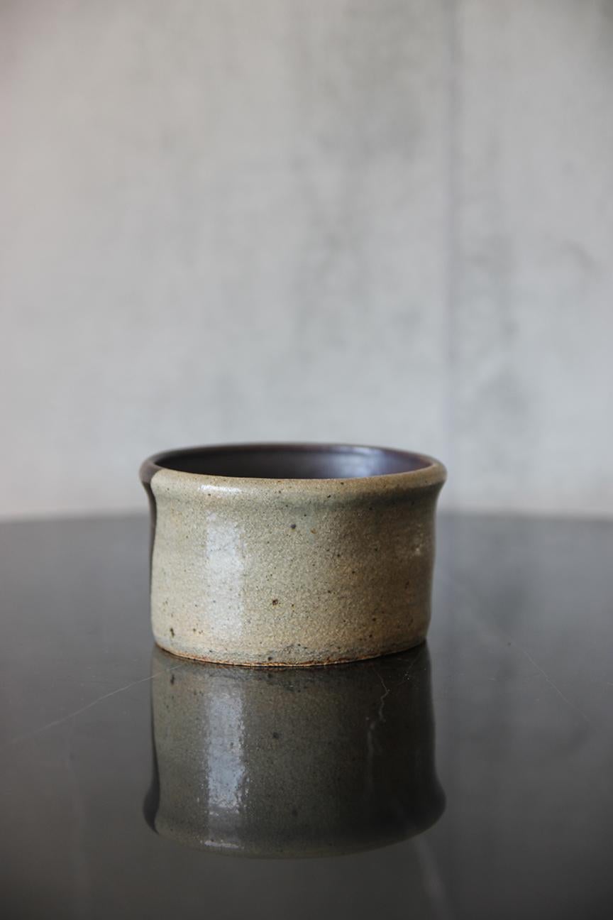 Unique Decorative French Pottery Bowl Dark Chocolate/ Grey signed by the unknown Artist.