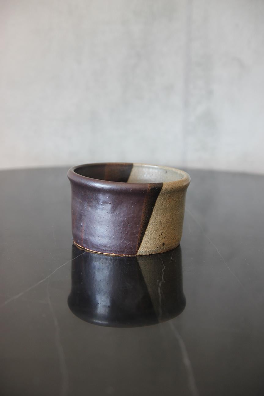 Mid-Century Modern Unique Decorative French Pottery Bowl Dark Chocolate/ Grey For Sale