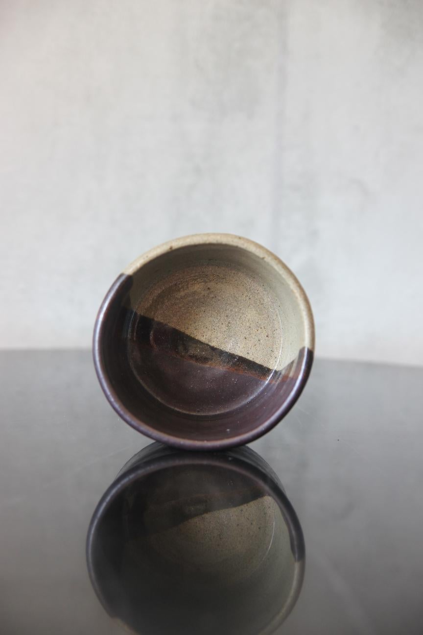 Unique Decorative French Pottery Bowl Dark Chocolate/ Grey In Good Condition For Sale In Los Angeles, CA