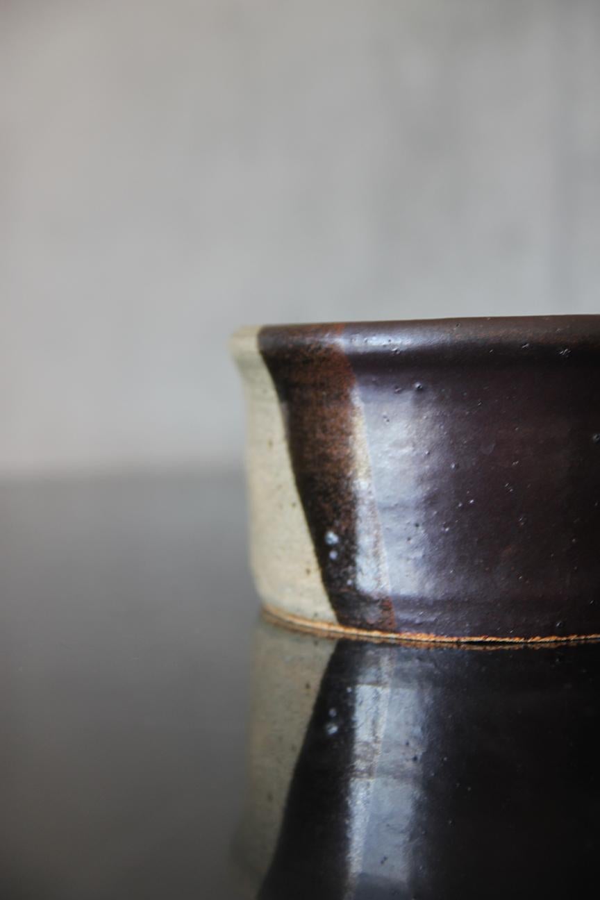 Unique Decorative French Pottery Bowl Dark Chocolate/ Grey For Sale 1