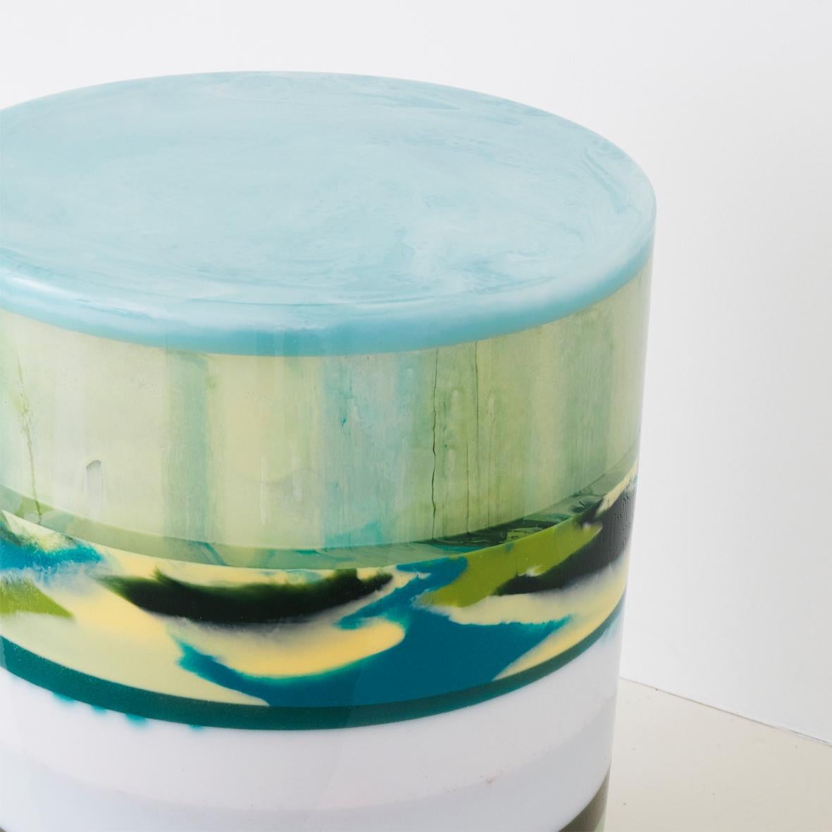 Cleverclaire (Heekyung Sul) is a designer based in South Korea who create product(furniture) using colorful resin. She cites color as being vital to her artistic approach and process. Utilizing the fluidity and transparency of resin, her pieces