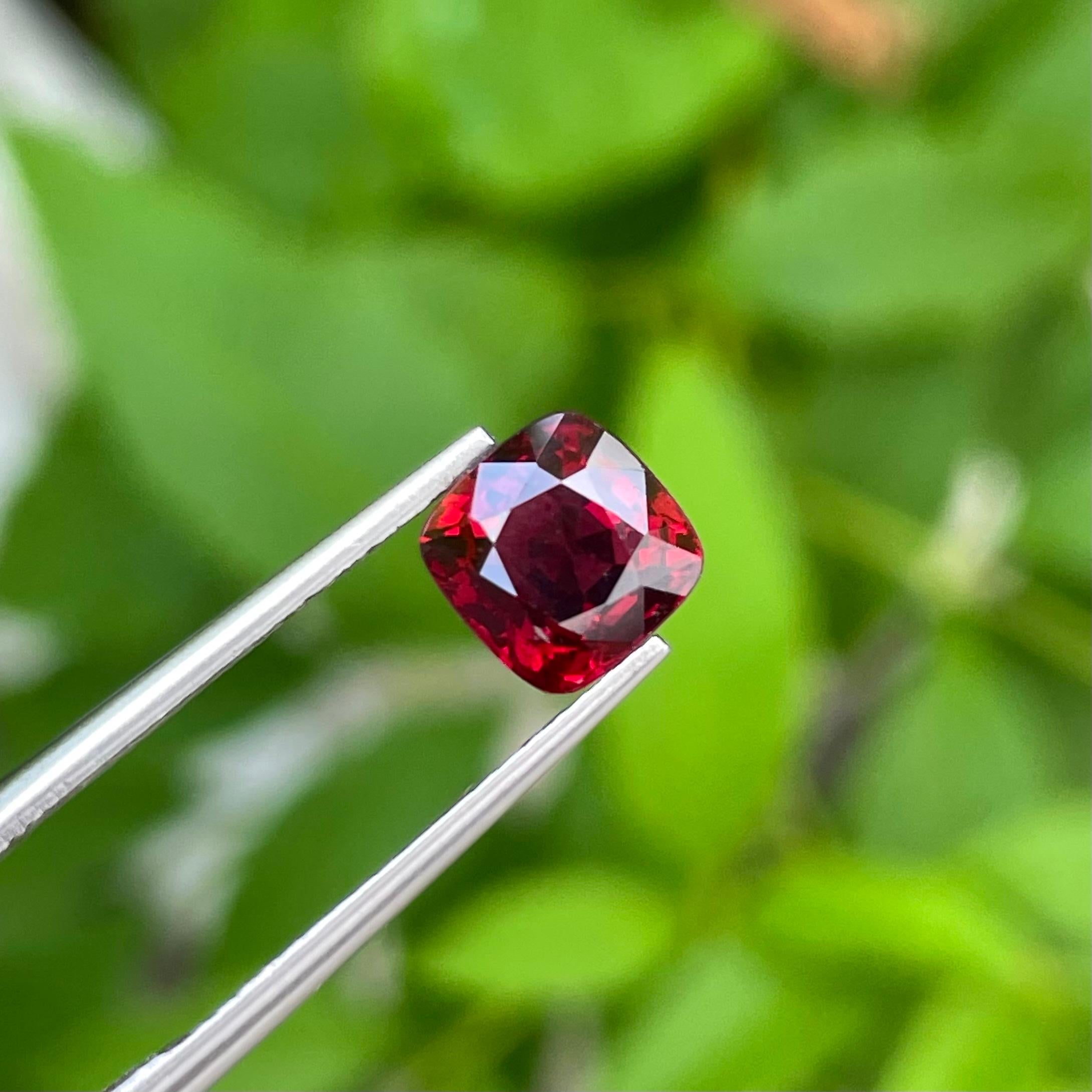 Women's or Men's Unique Deep Red Burmese Spinel 1.75 carats Cushion Cut Natural Gemstone For Sale