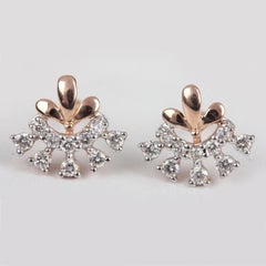 Unique Design 14k Yellow Gold Natural Pave Diamond Earring Beautiful Studs Gift.