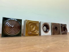 Unique Design Ceramic Tiles / Czechoslovakia, 1960s, Never Used, 23 Pieces