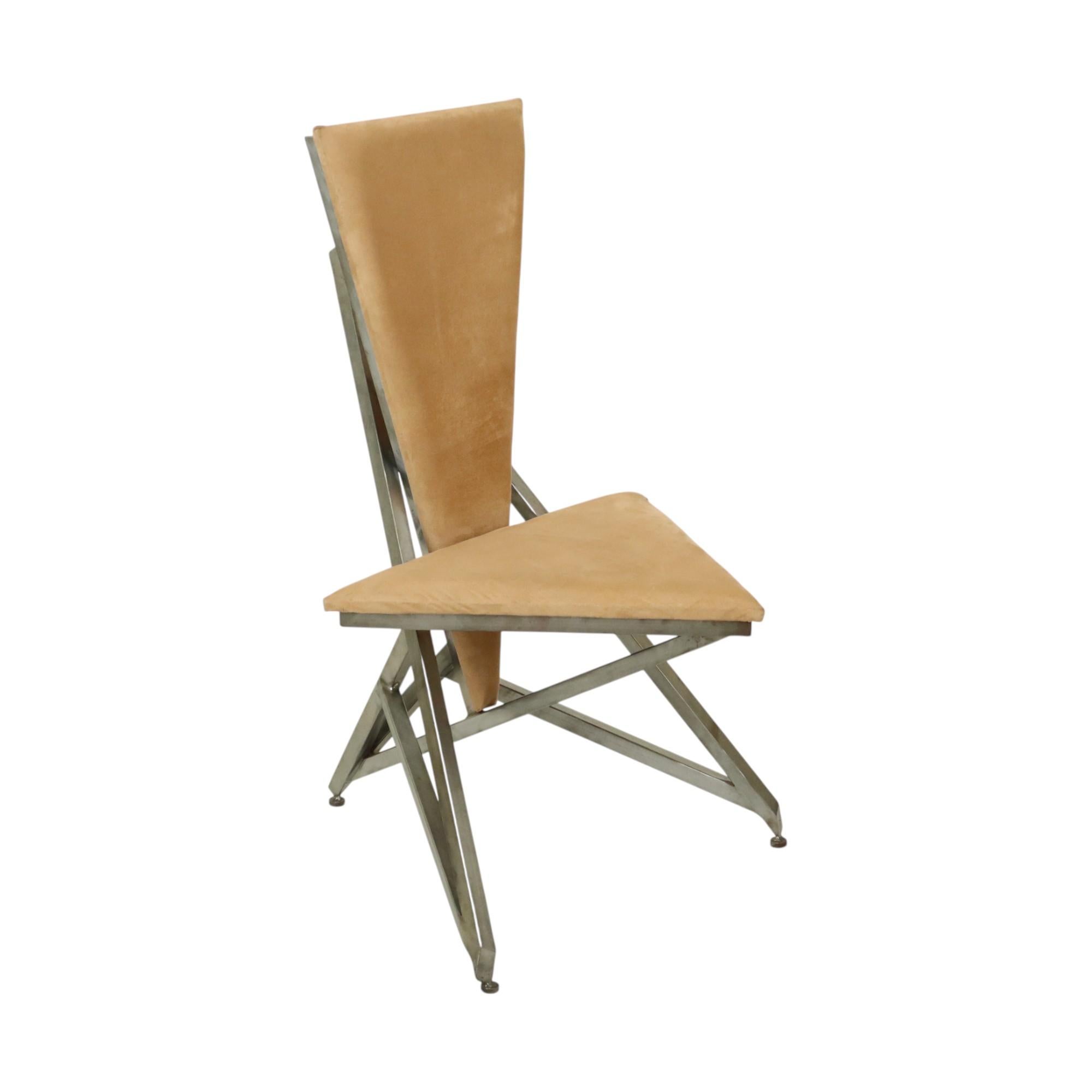 Acciaio Sedia di design unico Art Objects fatta a mano in metallo e velluto in vendita