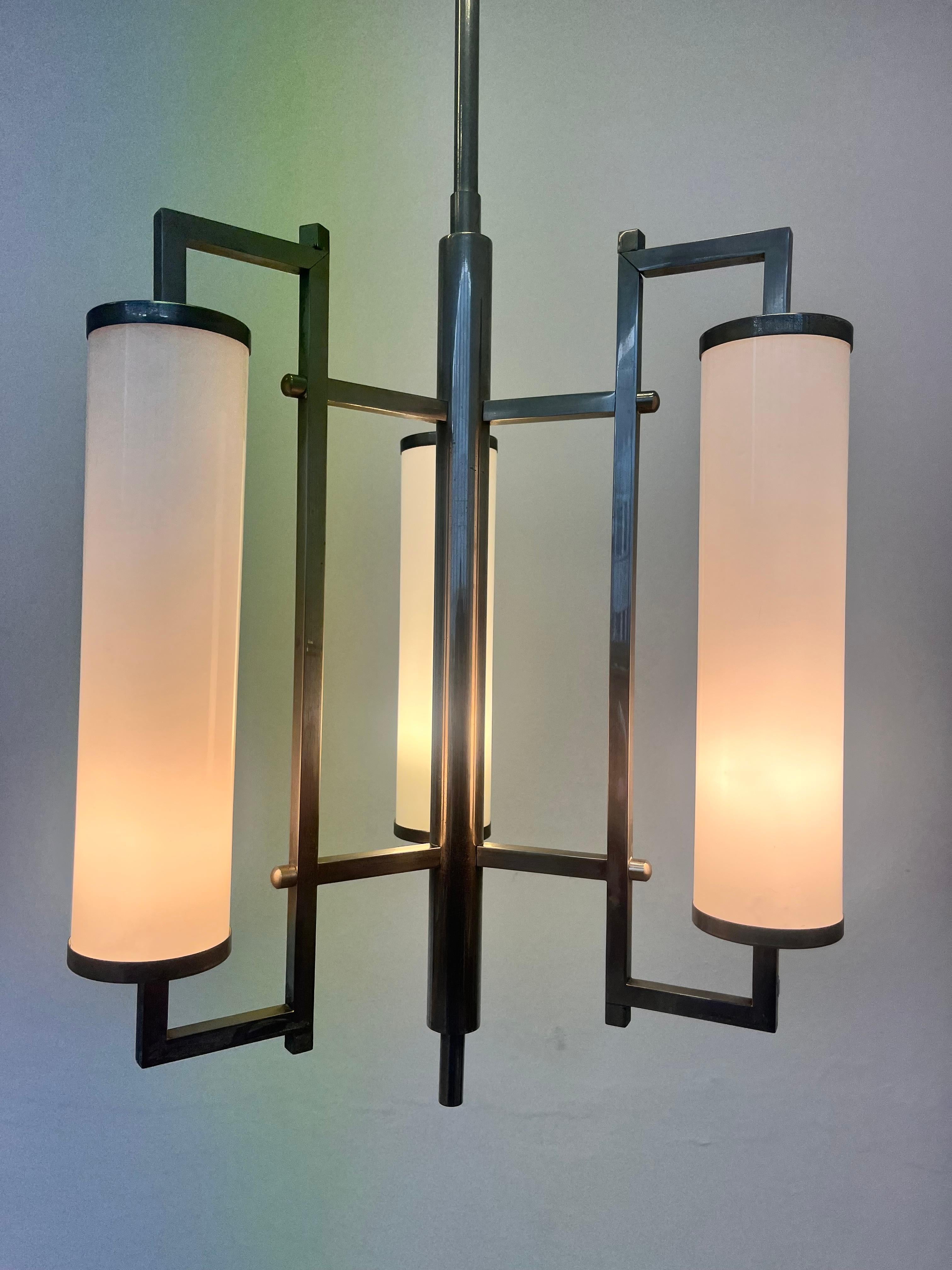 Art Deco Unique Design chrome Tubular Bauhaus Chandelier / pendant, 1930s - functionalism For Sale