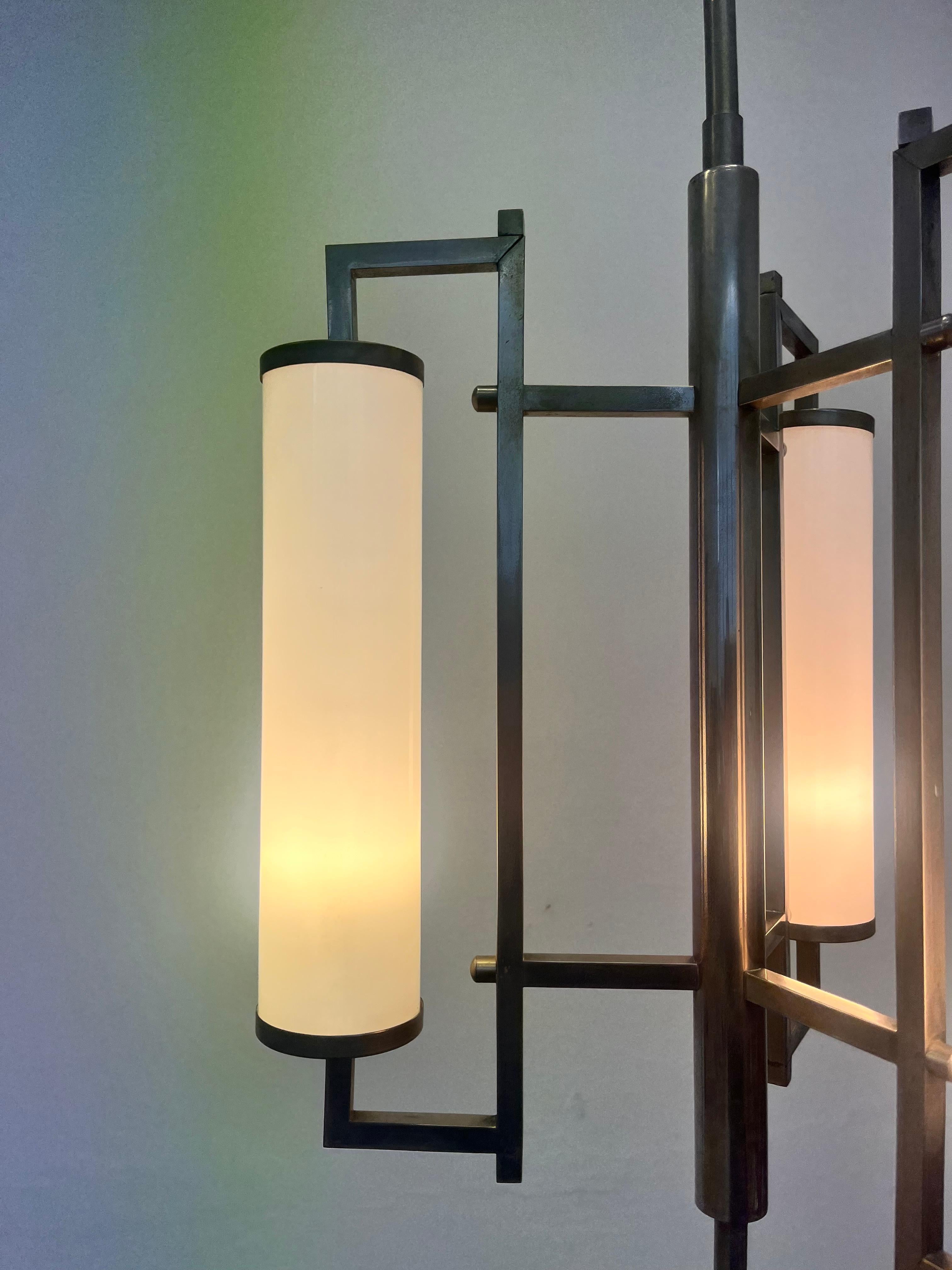 Czech Unique Design chrome Tubular Bauhaus Chandelier / pendant, 1930s - functionalism For Sale