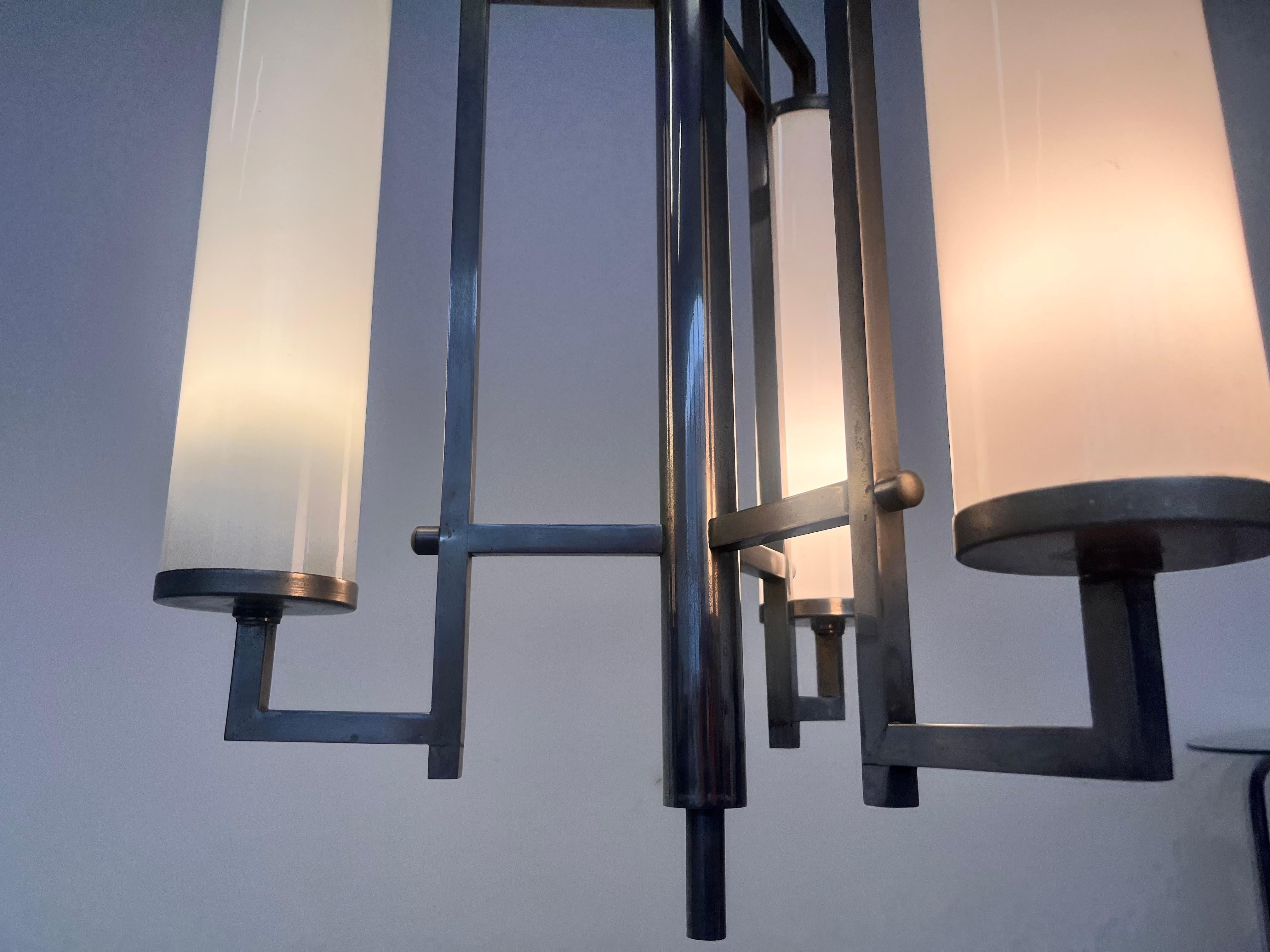 Unique Design chrome Tubular Bauhaus Chandelier / pendant, 1930s - functionalism In Good Condition For Sale In Praha, CZ