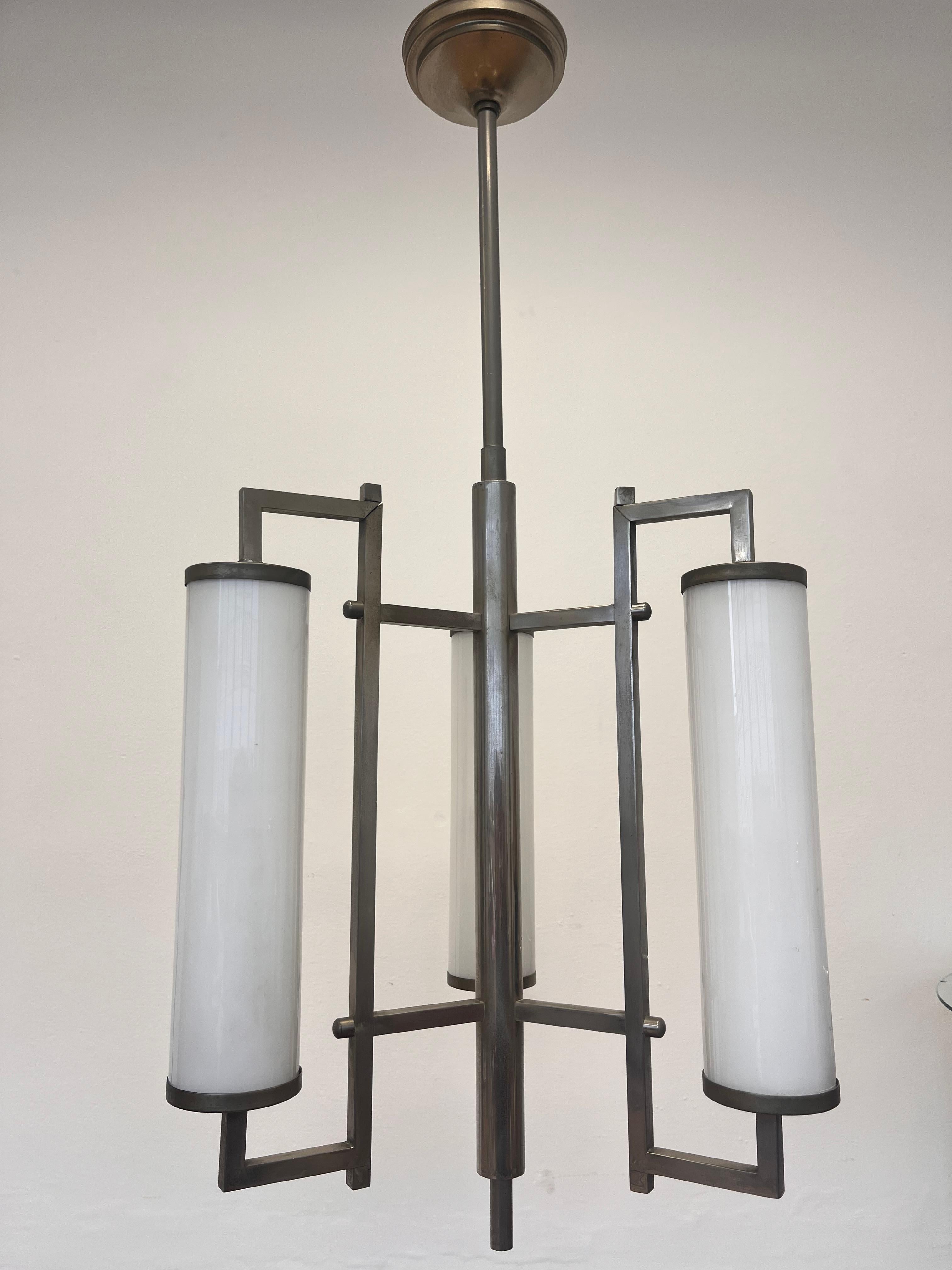 Unique Design chrome Tubular Bauhaus Chandelier / pendant, 1930s - functionalism For Sale 1