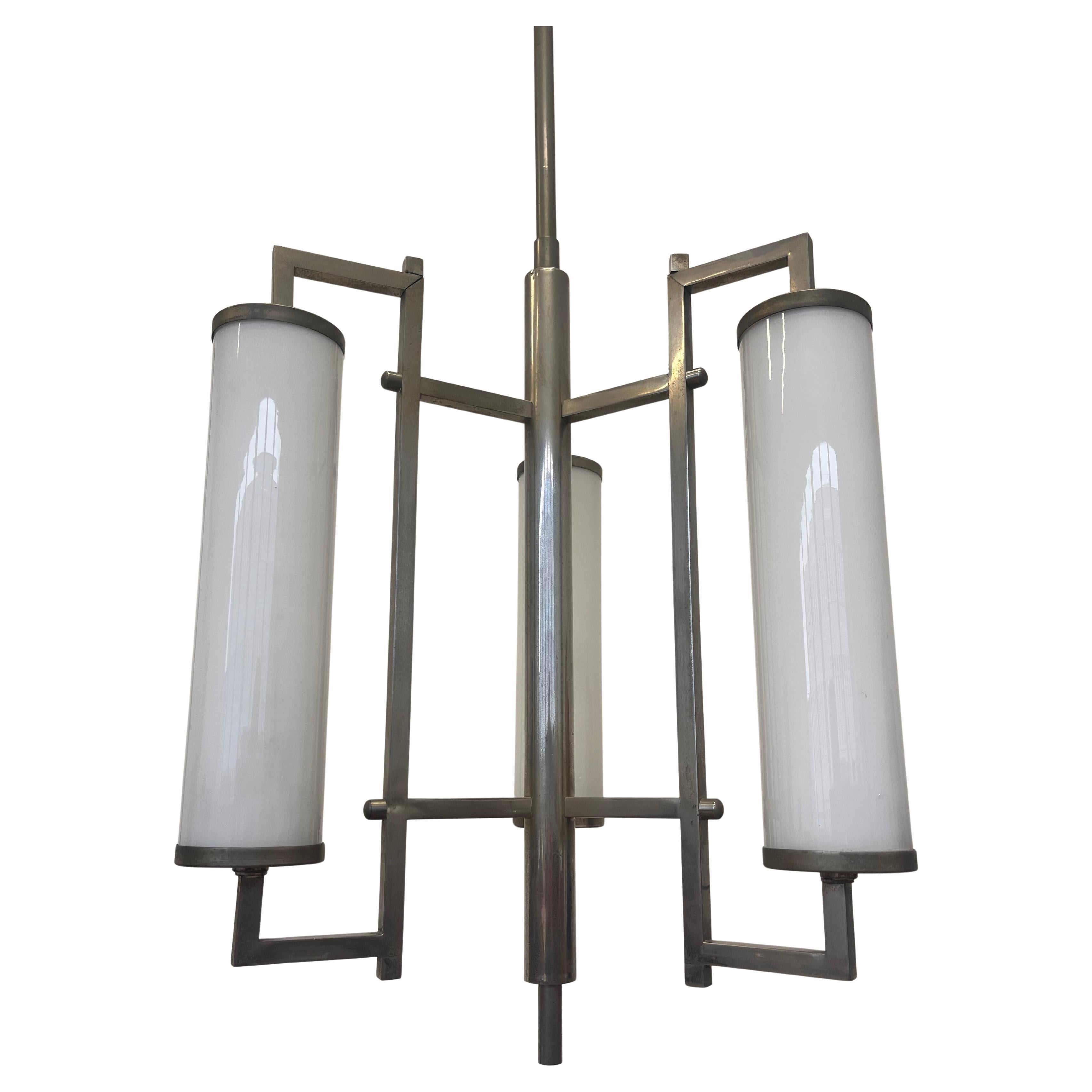 Lampadario / pendente Bauhaus tubolare di design unico, anni '30 - funzionalismo