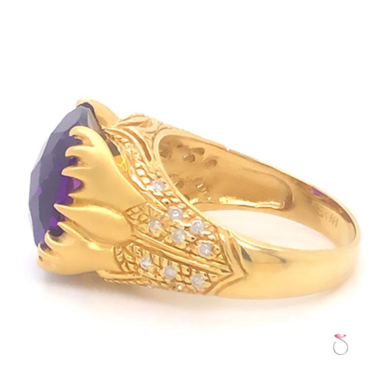 Unique Designer Amethyst & Diamond Ring, 5.00 Carat, 18K Yellow Gold For Sale 1