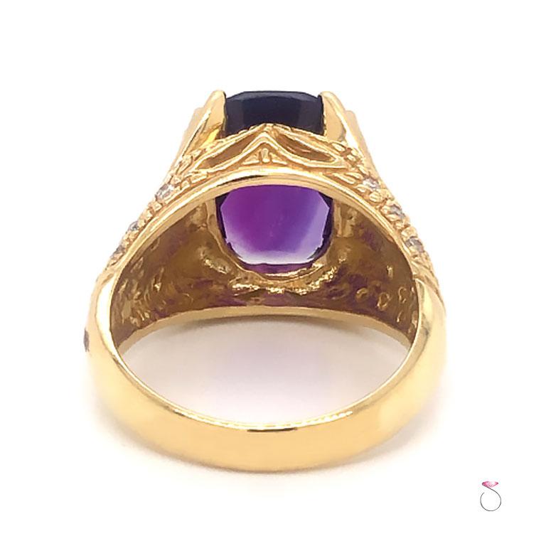 Unique Designer Amethyst & Diamond Ring, 5.00 Carat, 18K Yellow Gold For Sale 2