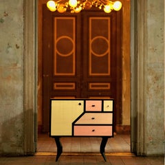 Moderner moderner Sideboard- oder Konsolentisch aus schwarzer Esche, Messing, Bronze und Kupfer