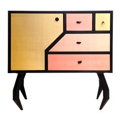 Modern Sideboard or Console Table in black ash, Brass, Bronze, Copper