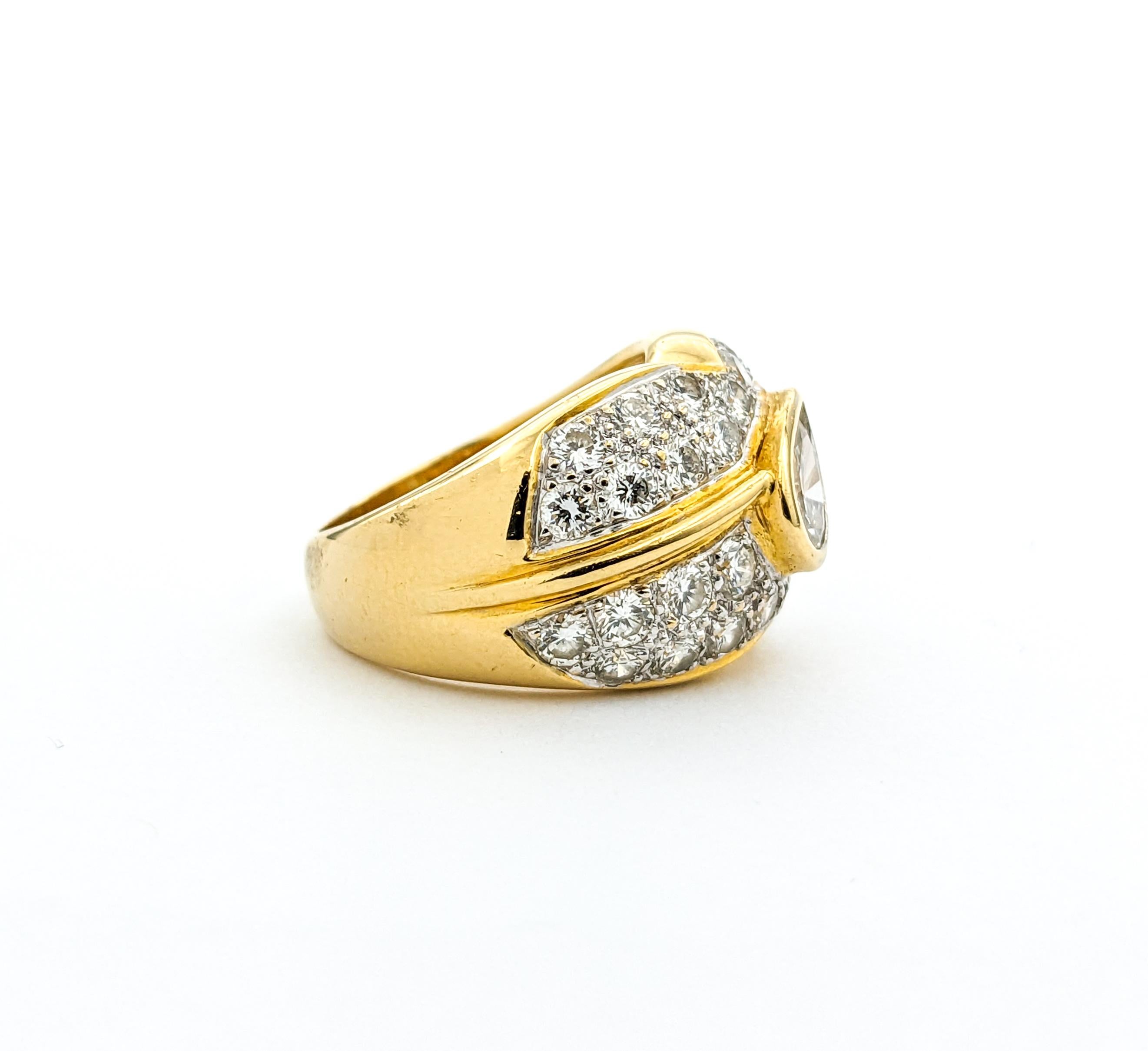 Unique Diamond & 18K Gold Dress Ring In Yellow Gold In Excellent Condition In Bloomington, MN