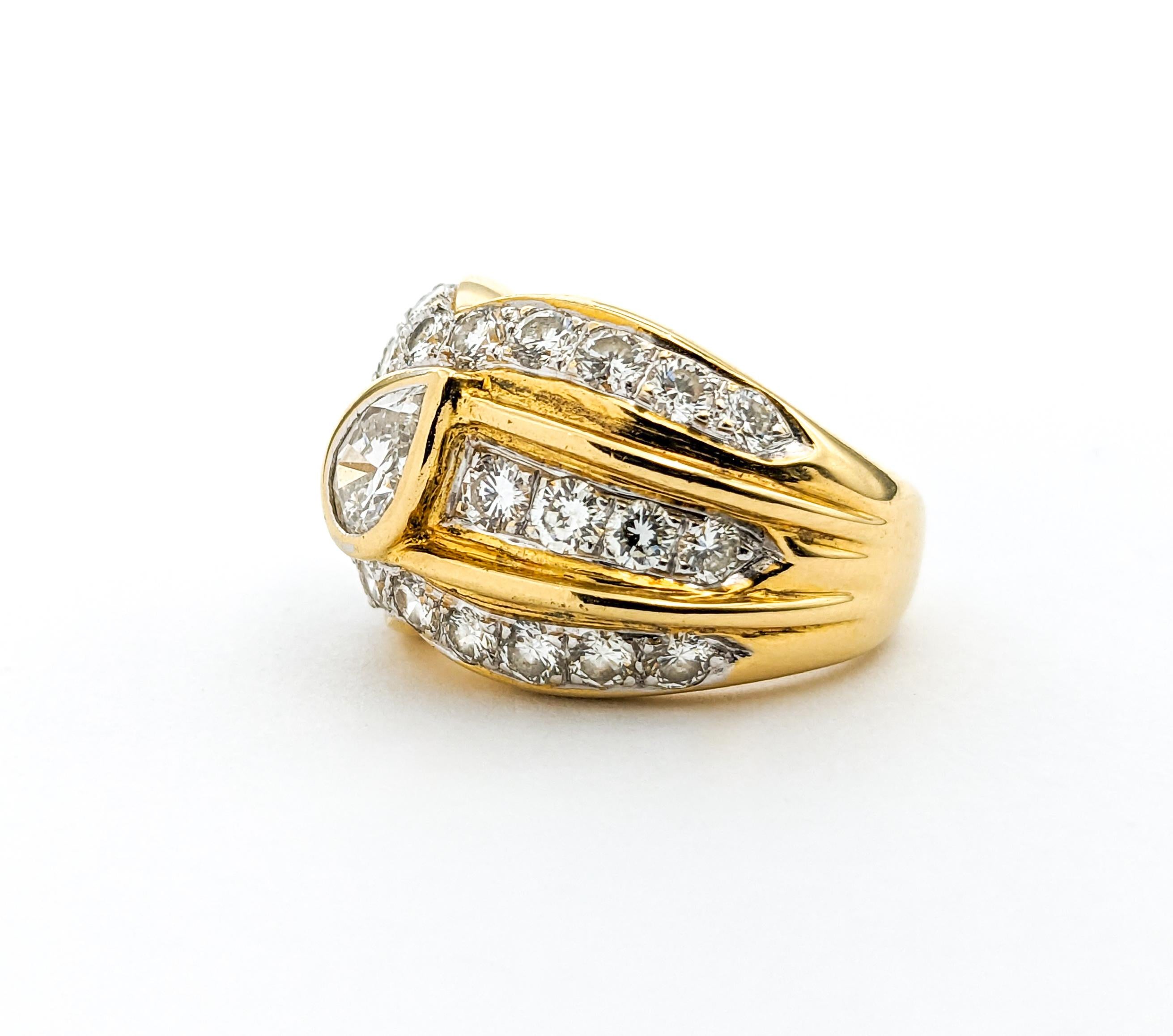 Unique Diamond & 18K Gold Dress Ring In Yellow Gold 1