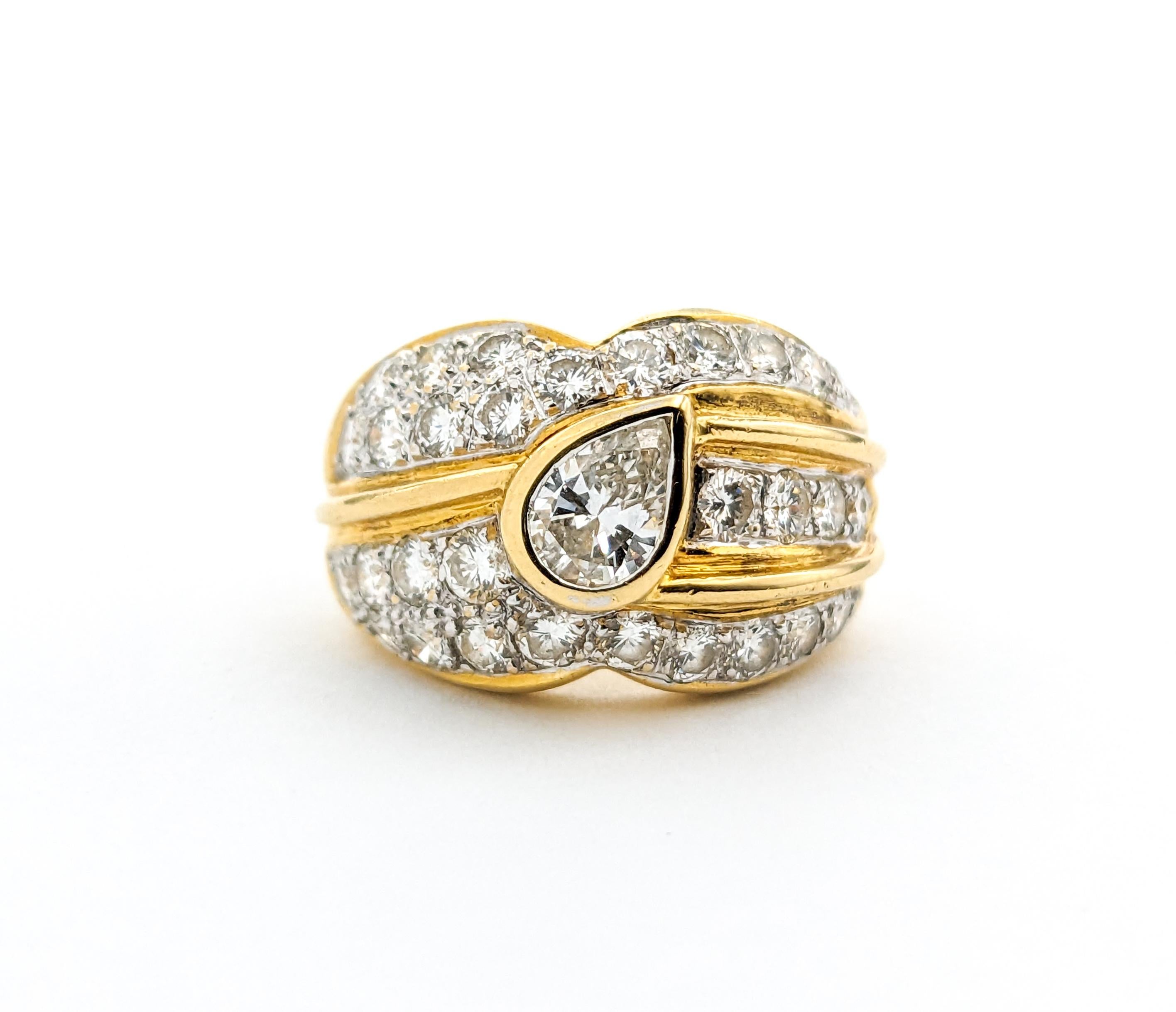 Unique Diamond & 18K Gold Dress Ring In Yellow Gold 2