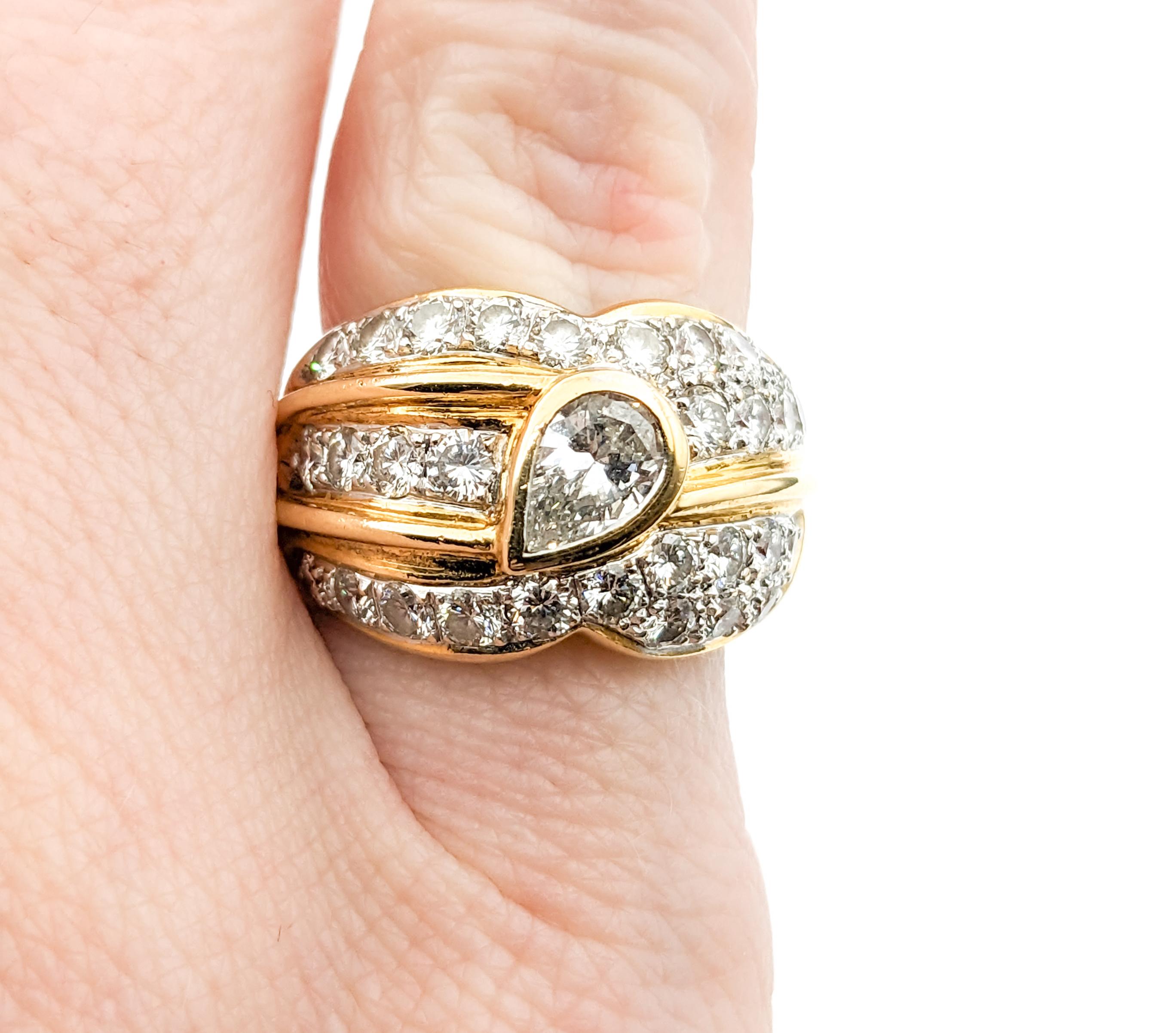 Unique Diamond & 18K Gold Dress Ring In Yellow Gold 3