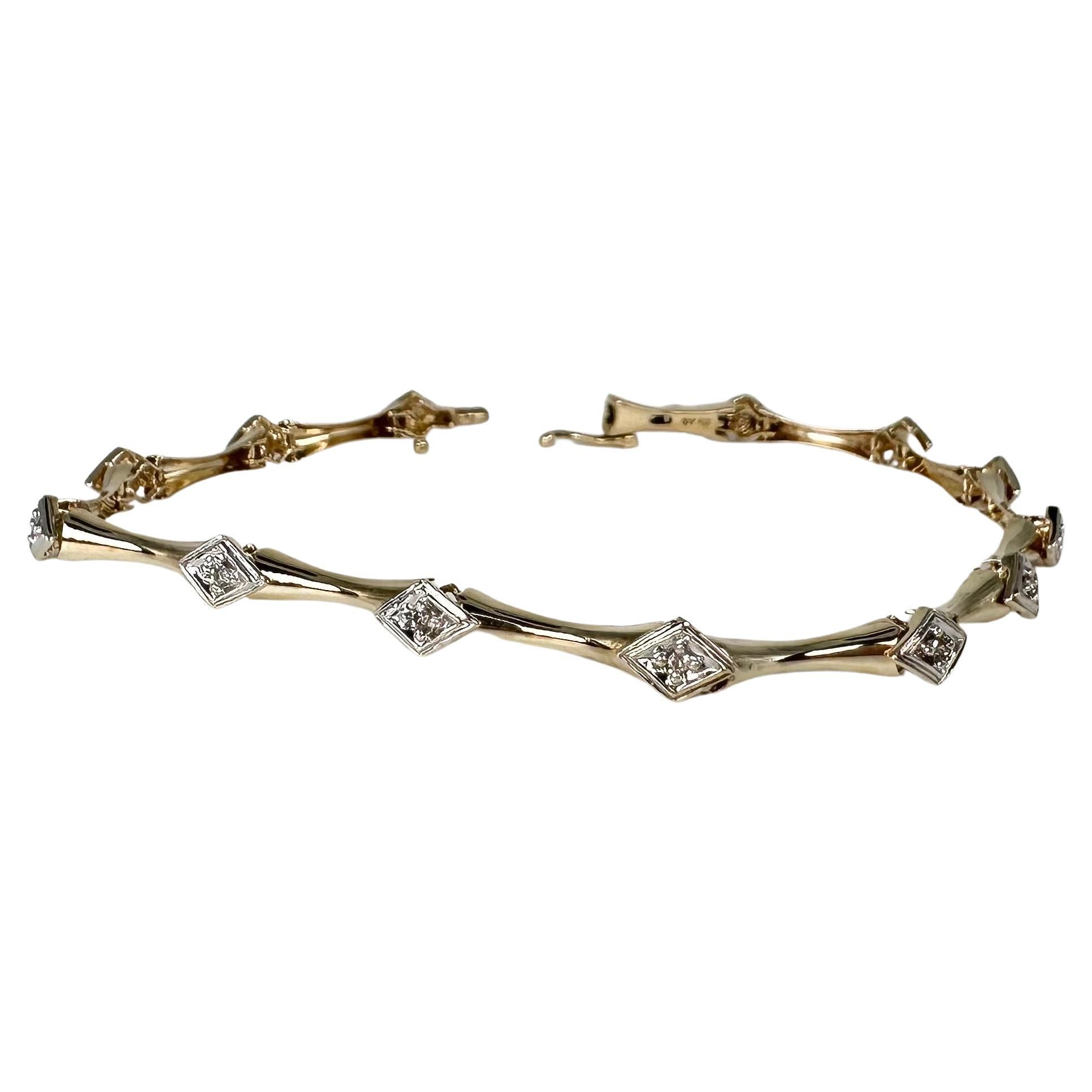 Unique diamond bracelet 18KT gold vintage inspired bracelet For Sale