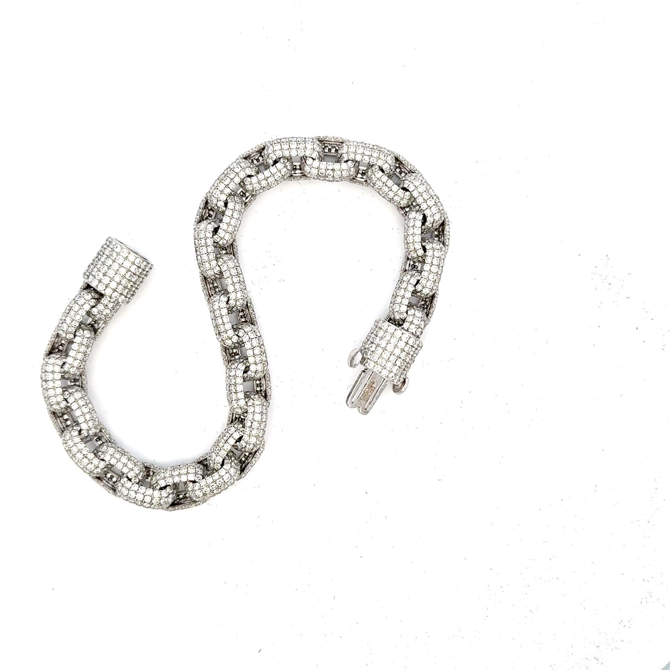 Pulsera única de eslabones con diamantes Corte redondo en venta