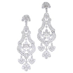 Unique Diamond Chandelier Earrings Mid-20th Century